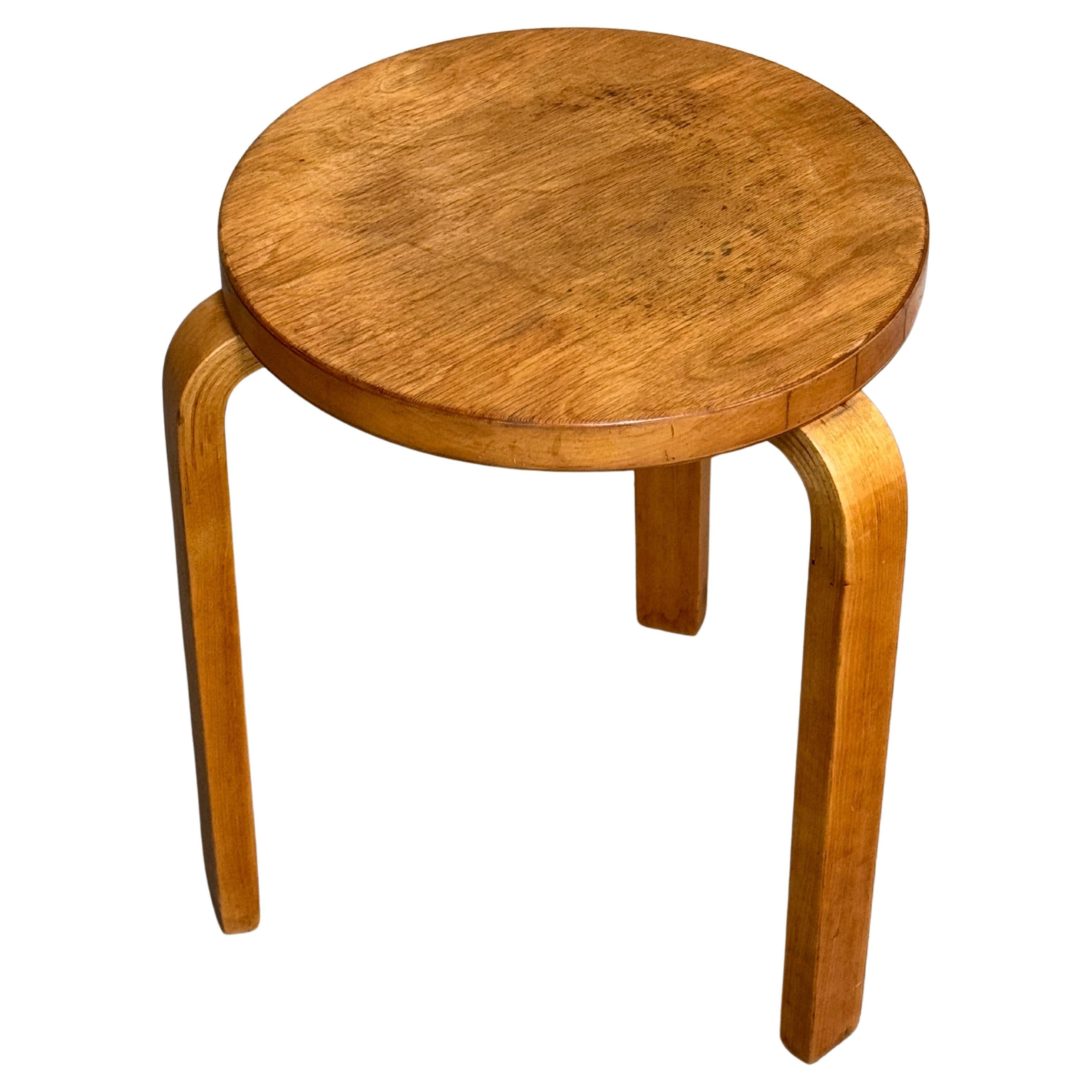 Early Production Alvar Aalto Model 60 Stool Finsven Late 1940s For Sale