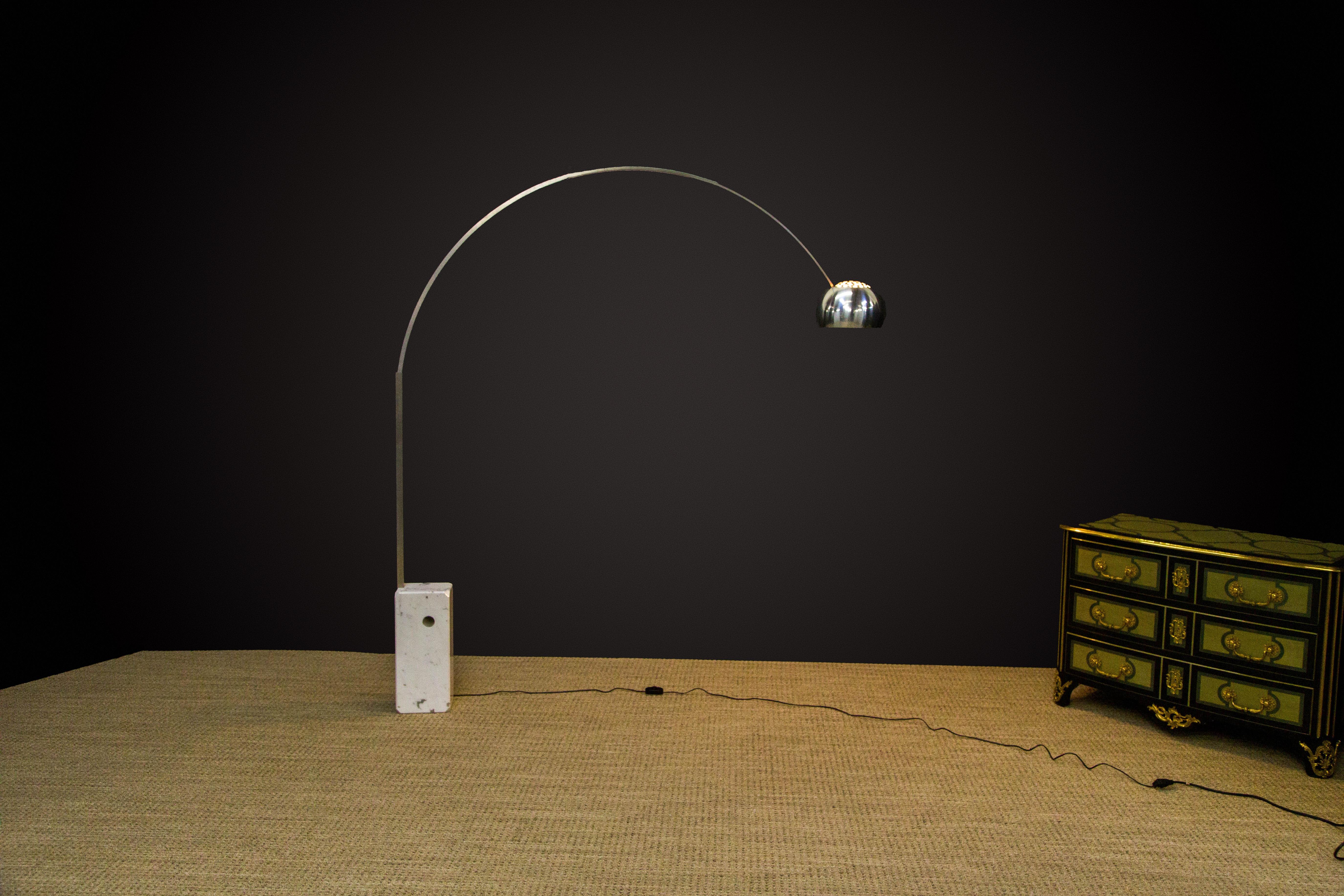 Modern Early Production 'Arco' Marble Floor Lamp by Castiglioni for Flos, 1962, Signed 