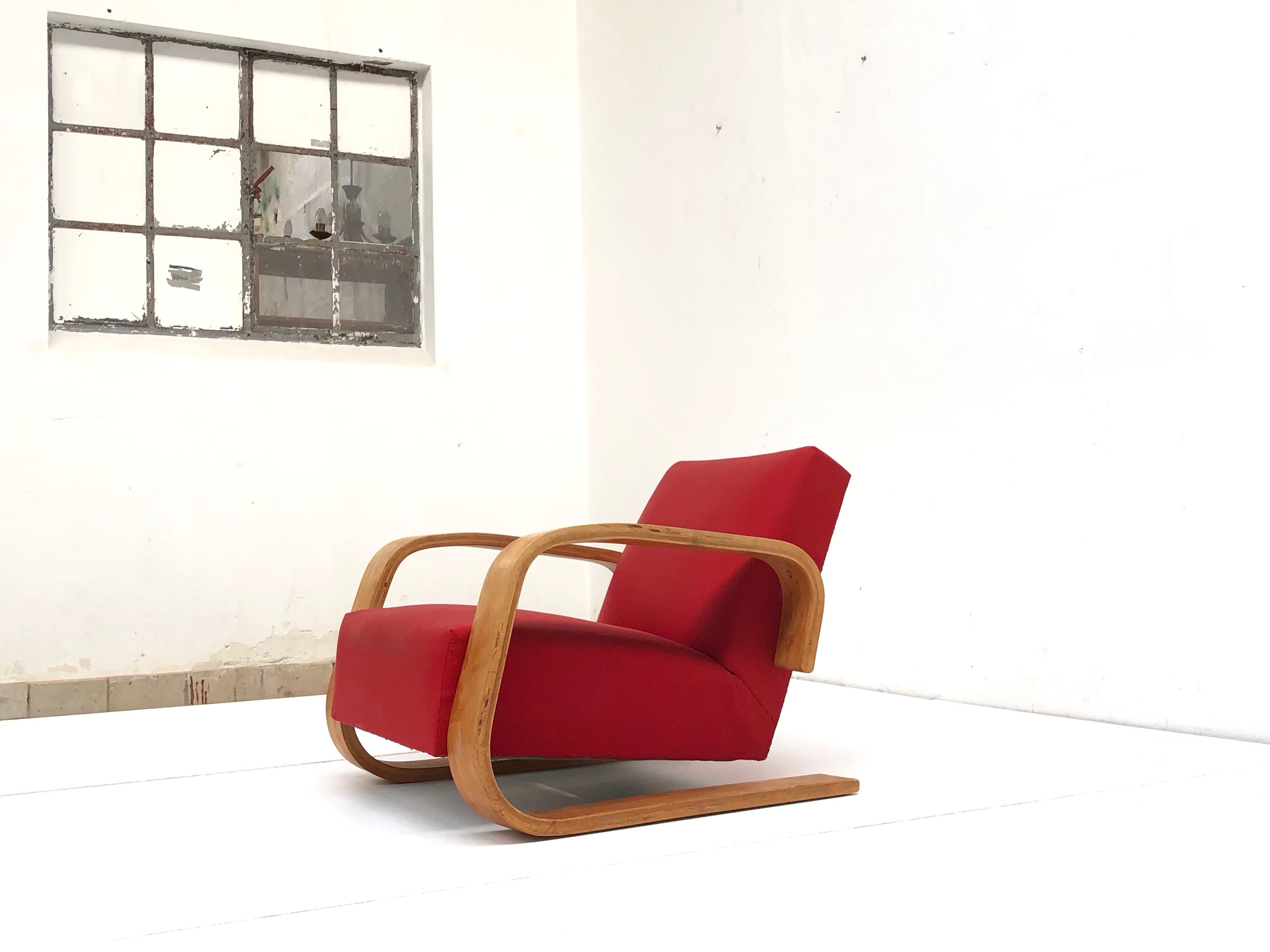 Early Production Armchair 400 'TANK' Chair Alvar Aalto, Artek Sweden 1946-1956 2