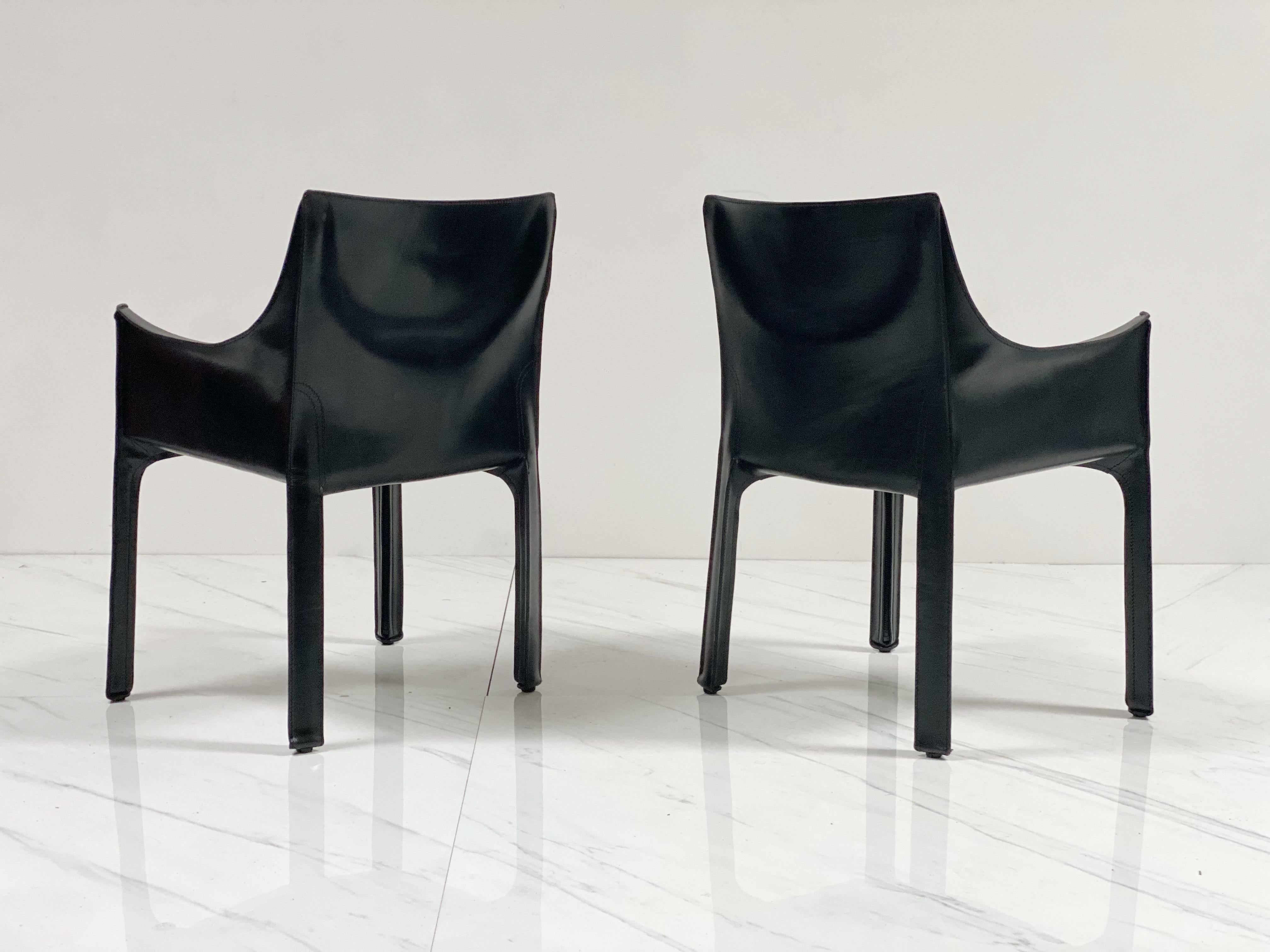 Early Production 'Cab' Armchairs by Mario Bellini for Cassina, c 1978, Signed 3