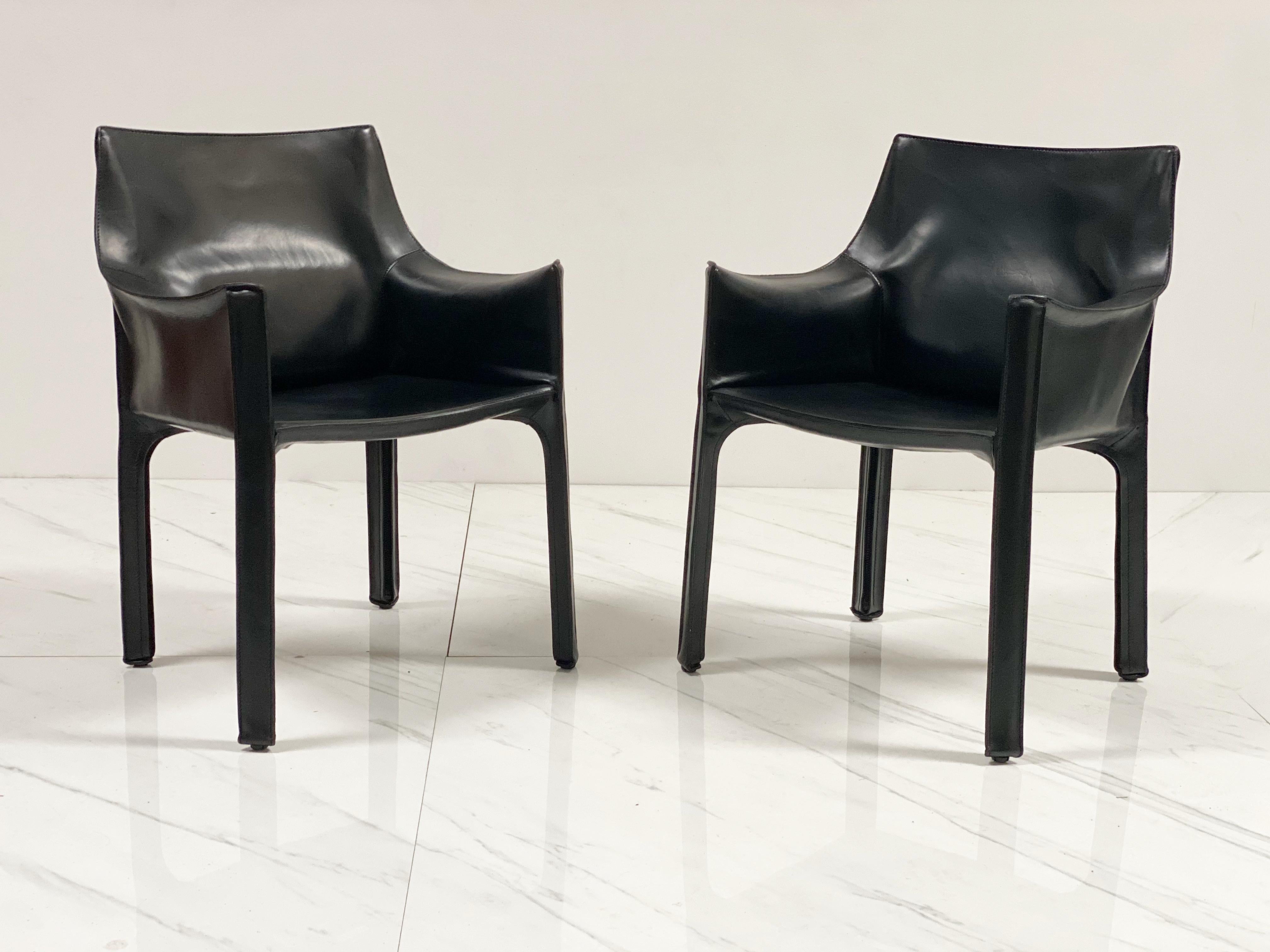 Late 20th Century Early Production 'Cab' Armchairs by Mario Bellini for Cassina, c 1978, Signed