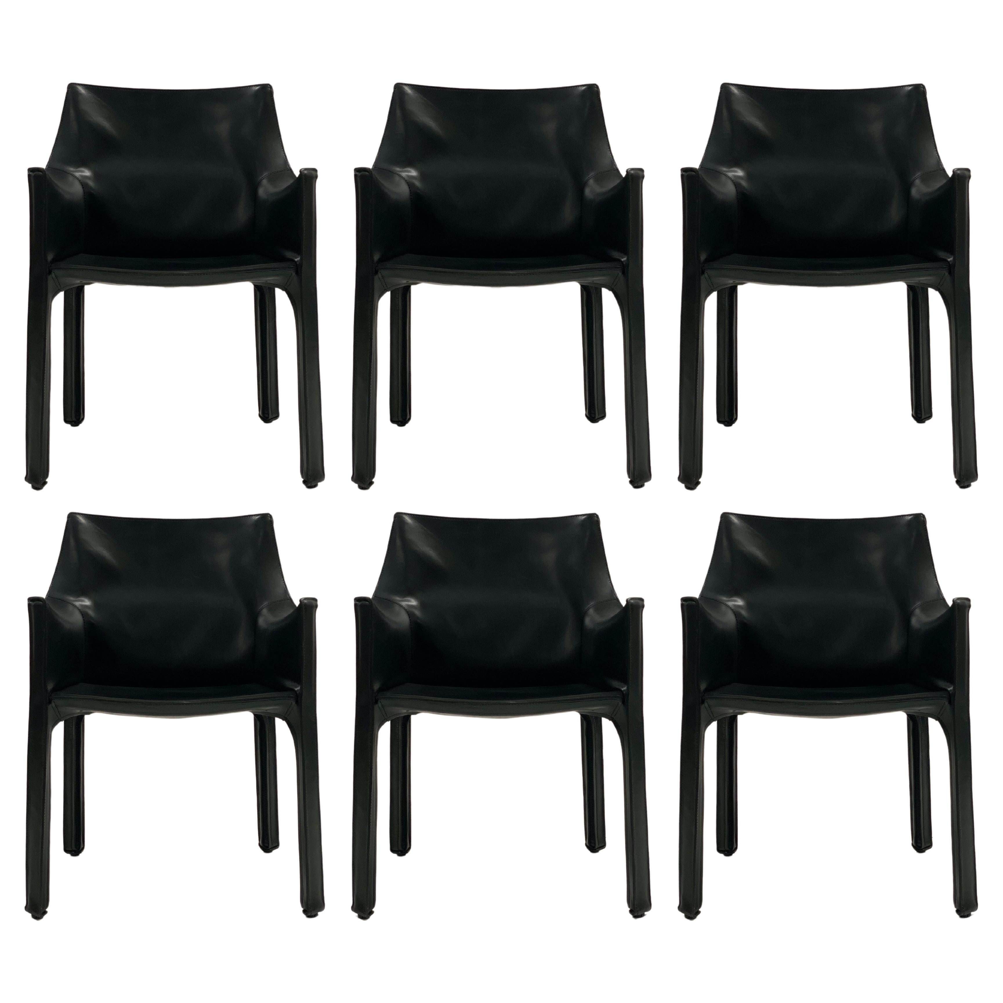 Early Production 'Cab' Armchairs by Mario Bellini for Cassina, c 1978, Signed