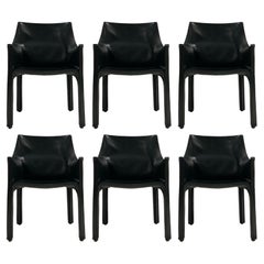 Early Production 'Cab' Armchairs by Mario Bellini for Cassina, c 1978, Signed