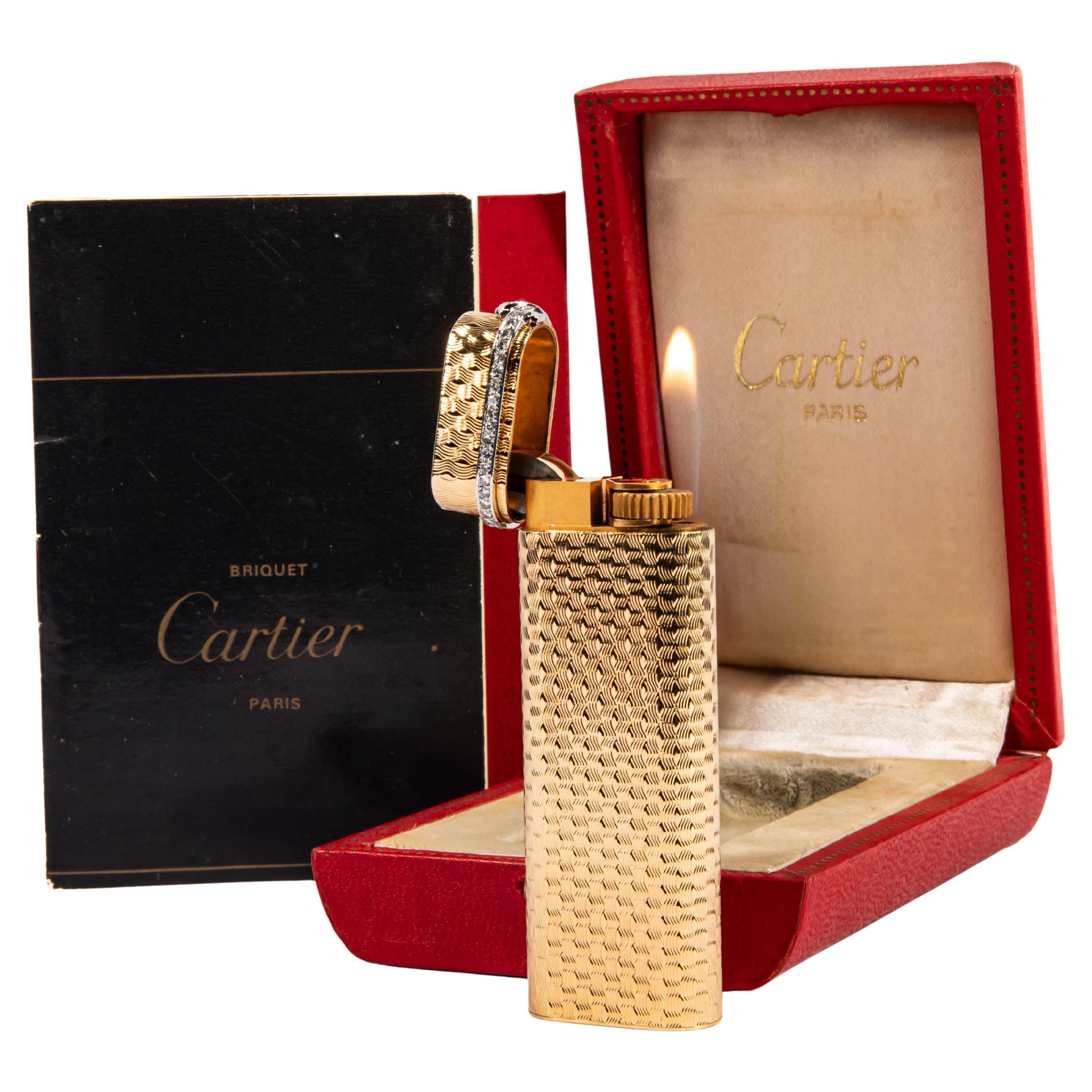 Early-Production Cartier Les Must Lighter 18k Solid Gold with Factory Diamonds