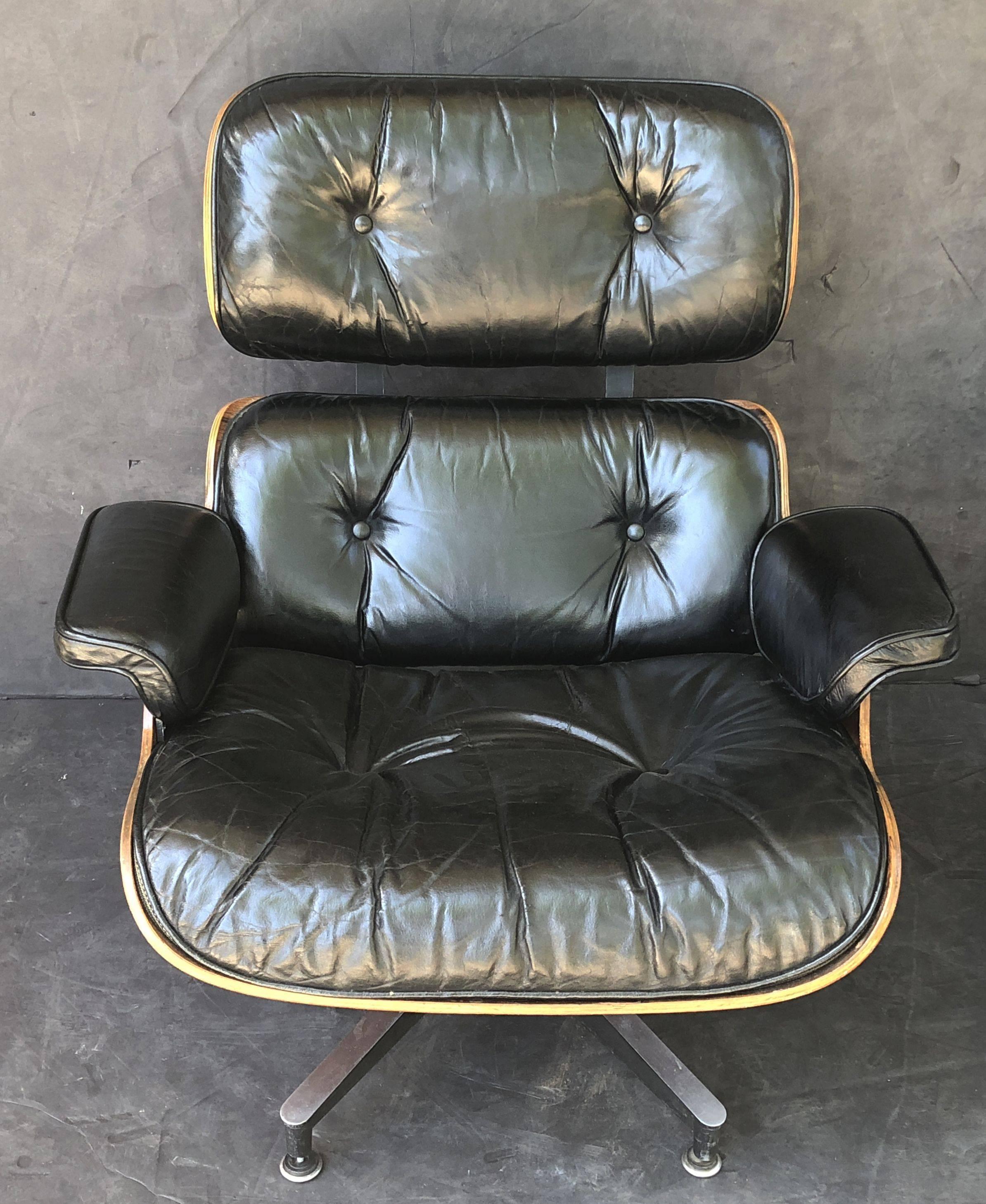 Early Production Charles and Ray Eames Rosewood Lounge Chair with Ottoman 2