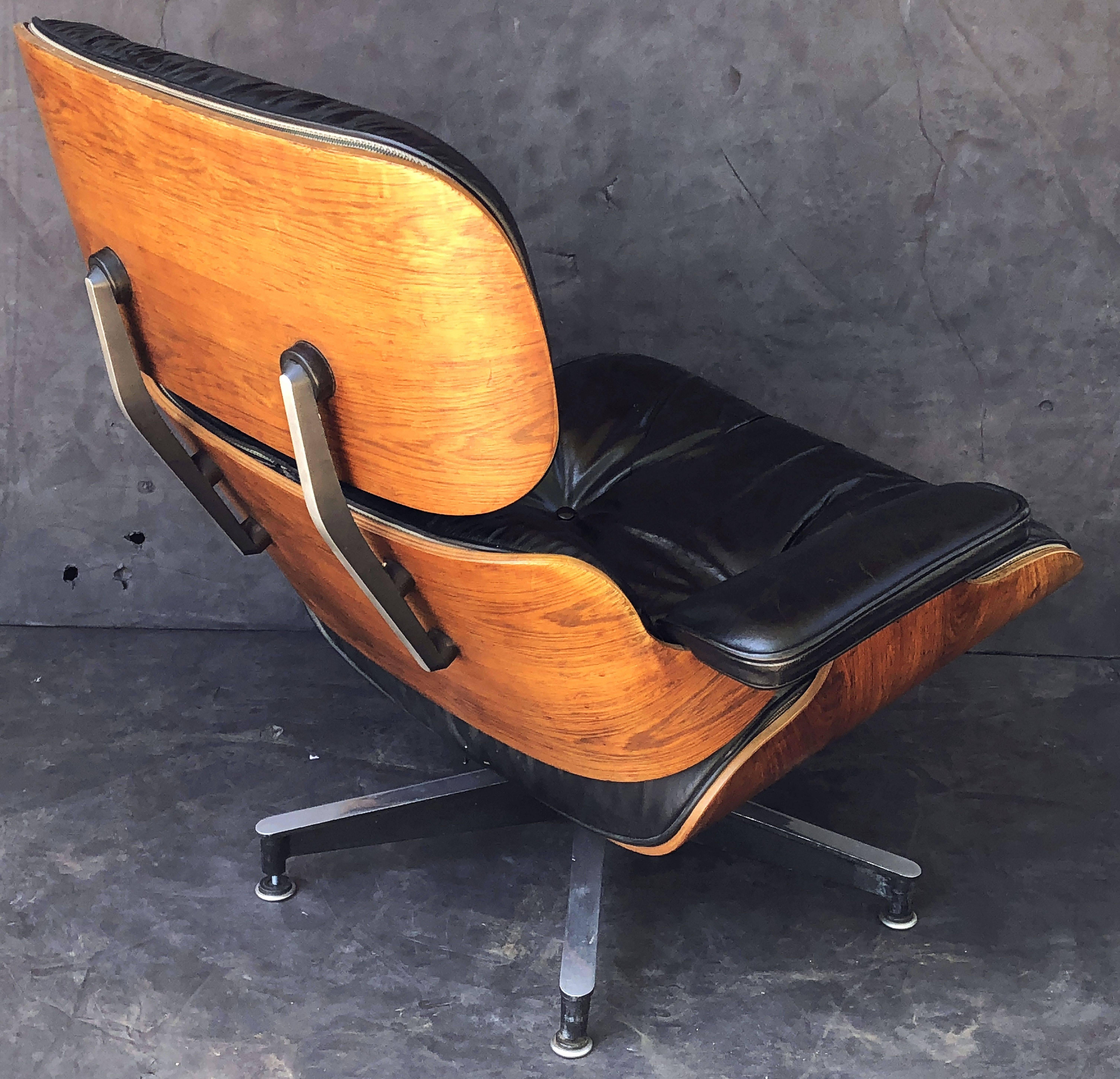 Early Production Charles and Ray Eames Rosewood Lounge Chair with Ottoman 5