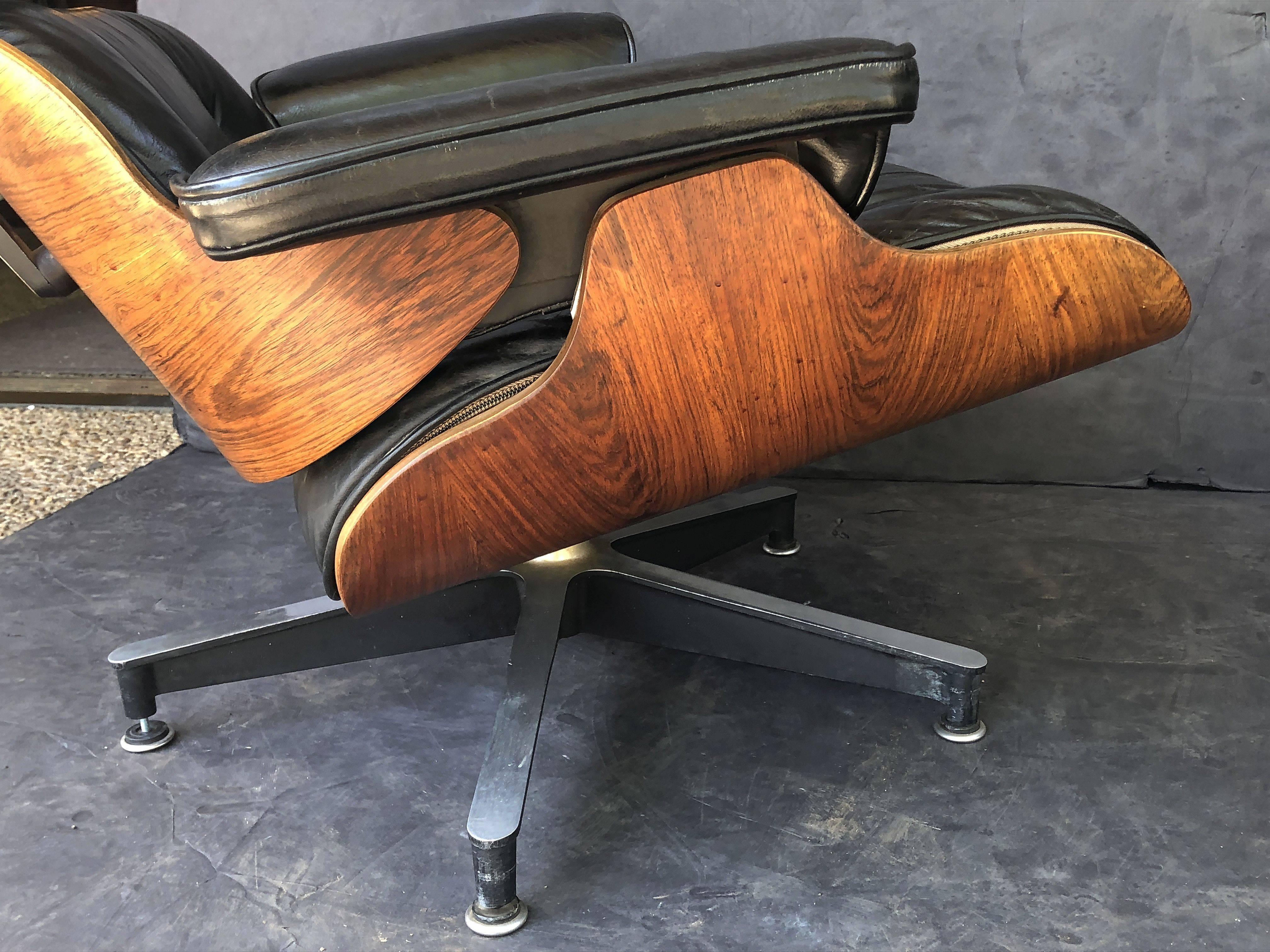 Early Production Charles and Ray Eames Rosewood Lounge Chair with Ottoman 6