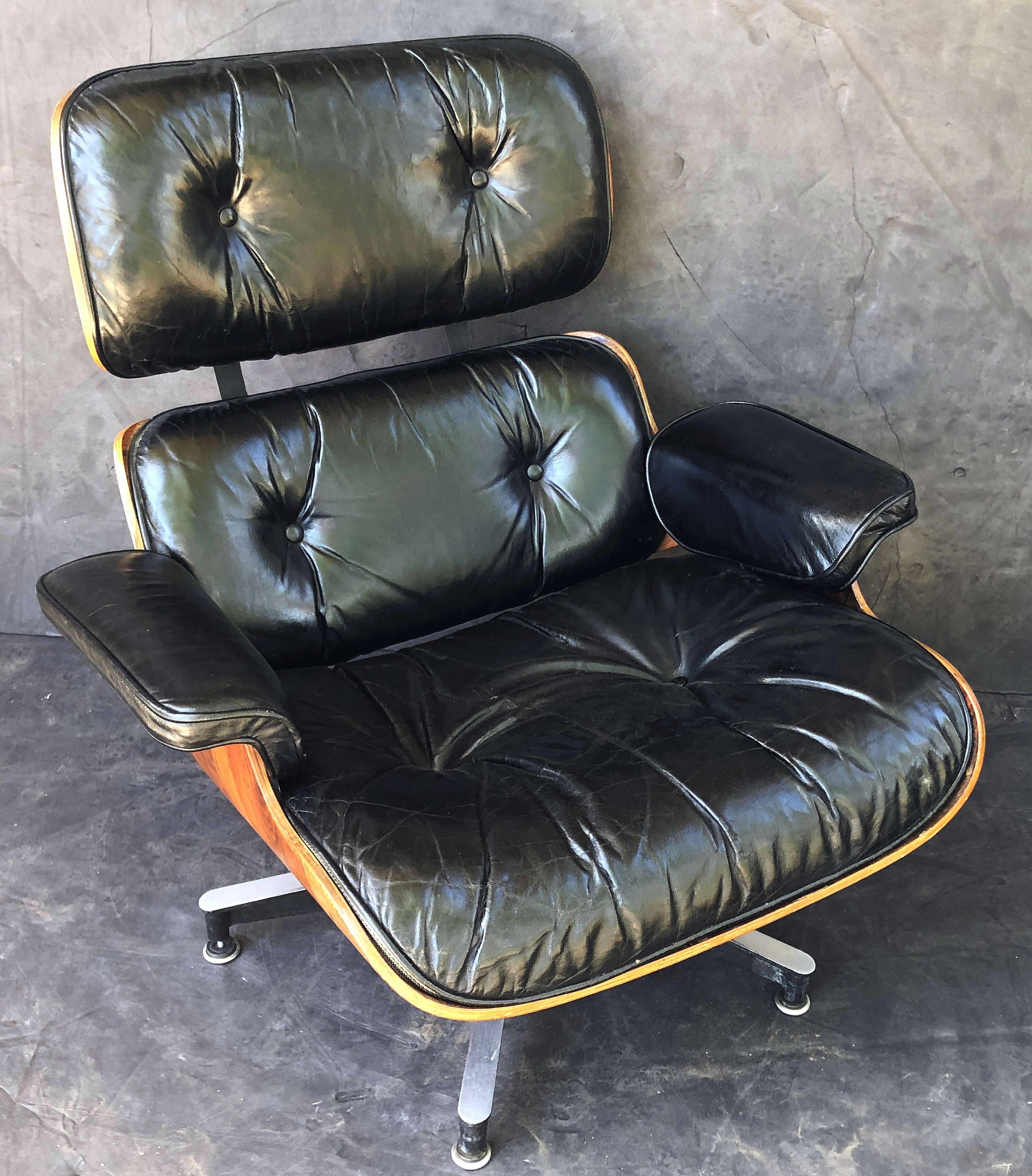 Early Production Charles and Ray Eames Rosewood Lounge Chair with Ottoman 1