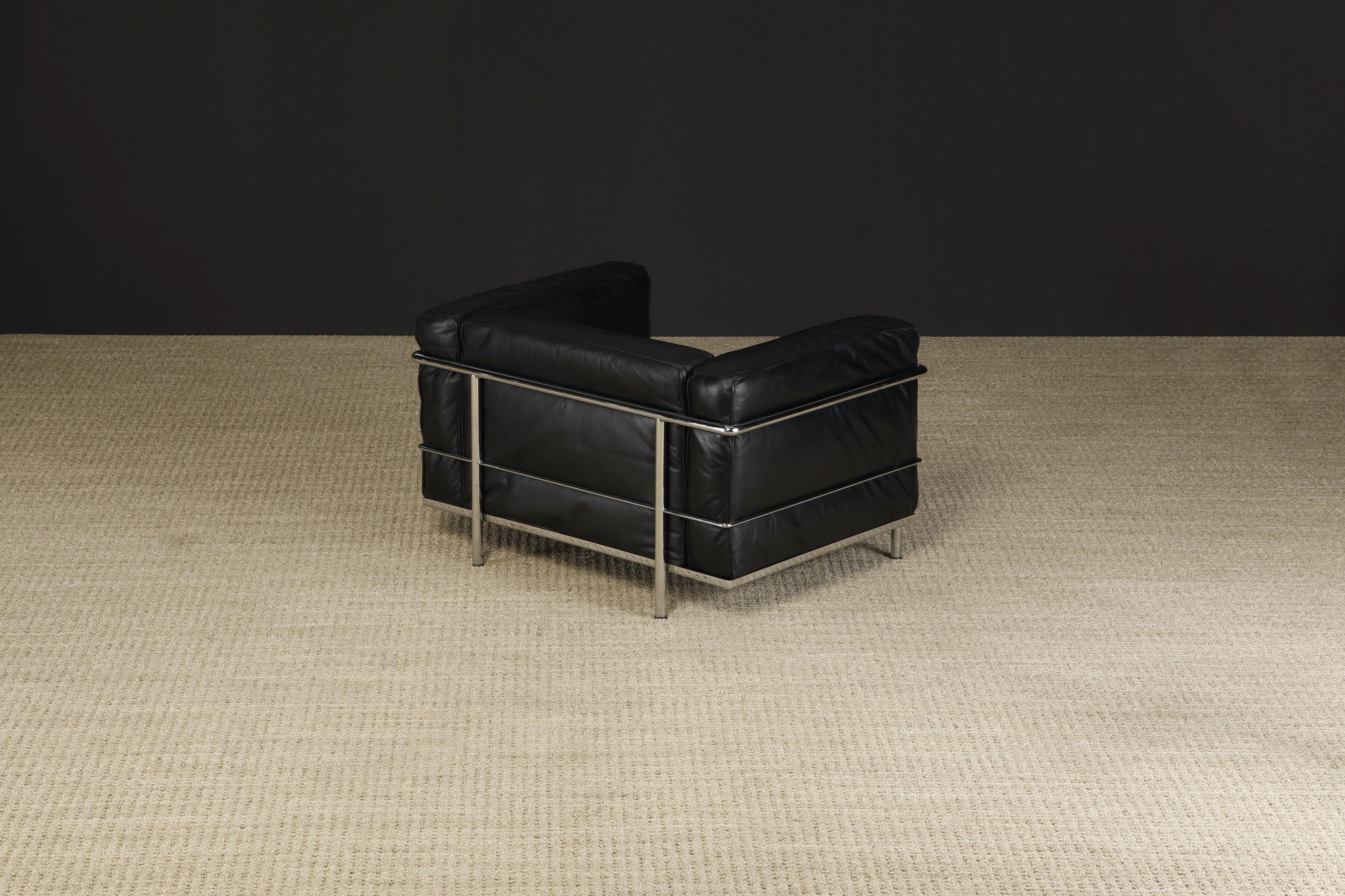 Leather Early Production Collectors LC3 Club Chairs by Le Corbusier for Cassina, Signed