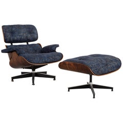 Early Production Eames Rosewood Lounge Chair and Ottoman