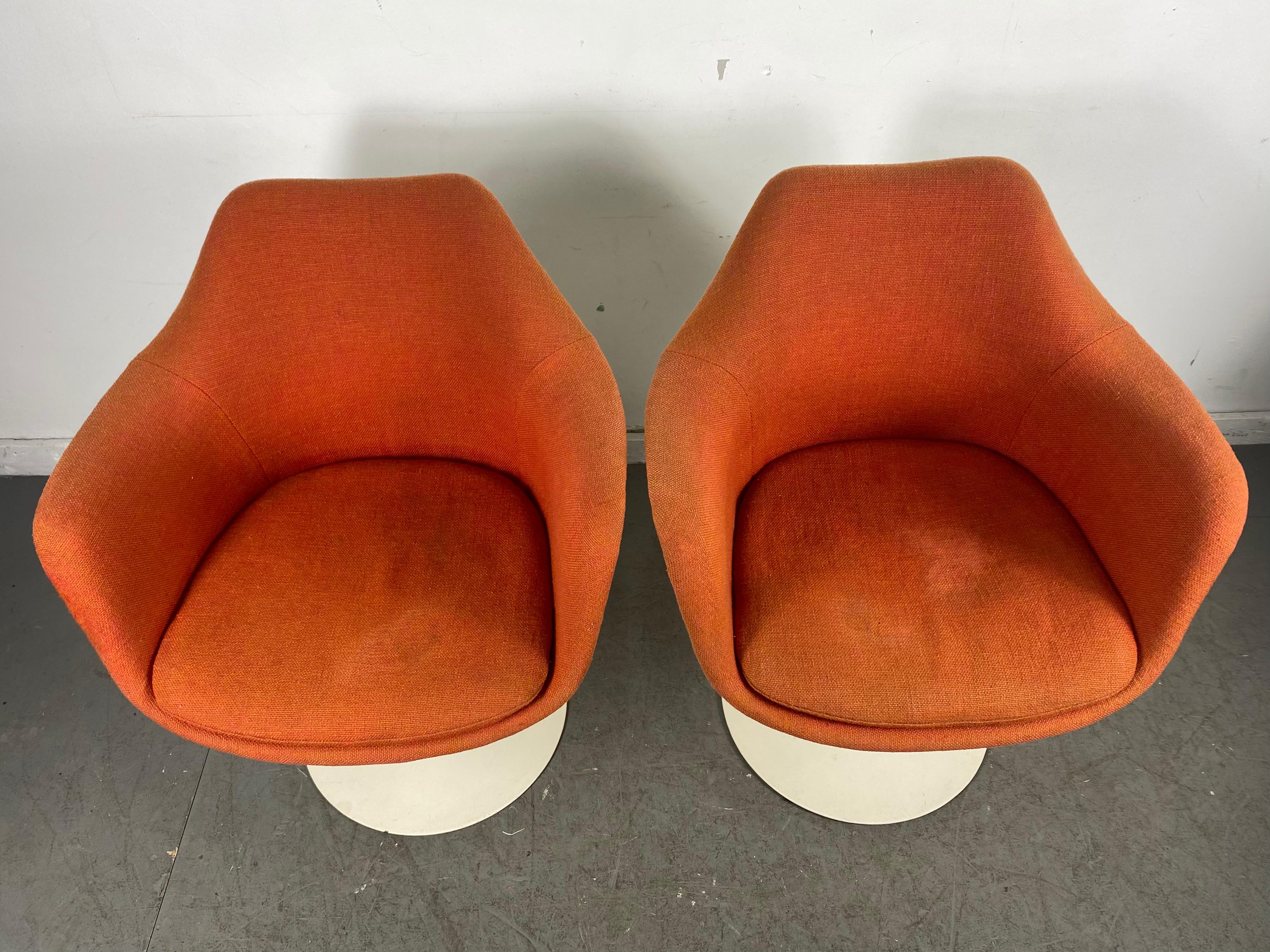 Mid-20th Century Early Production Eero Saarinen for Knoll Upholstered Tulip Arm Chairs