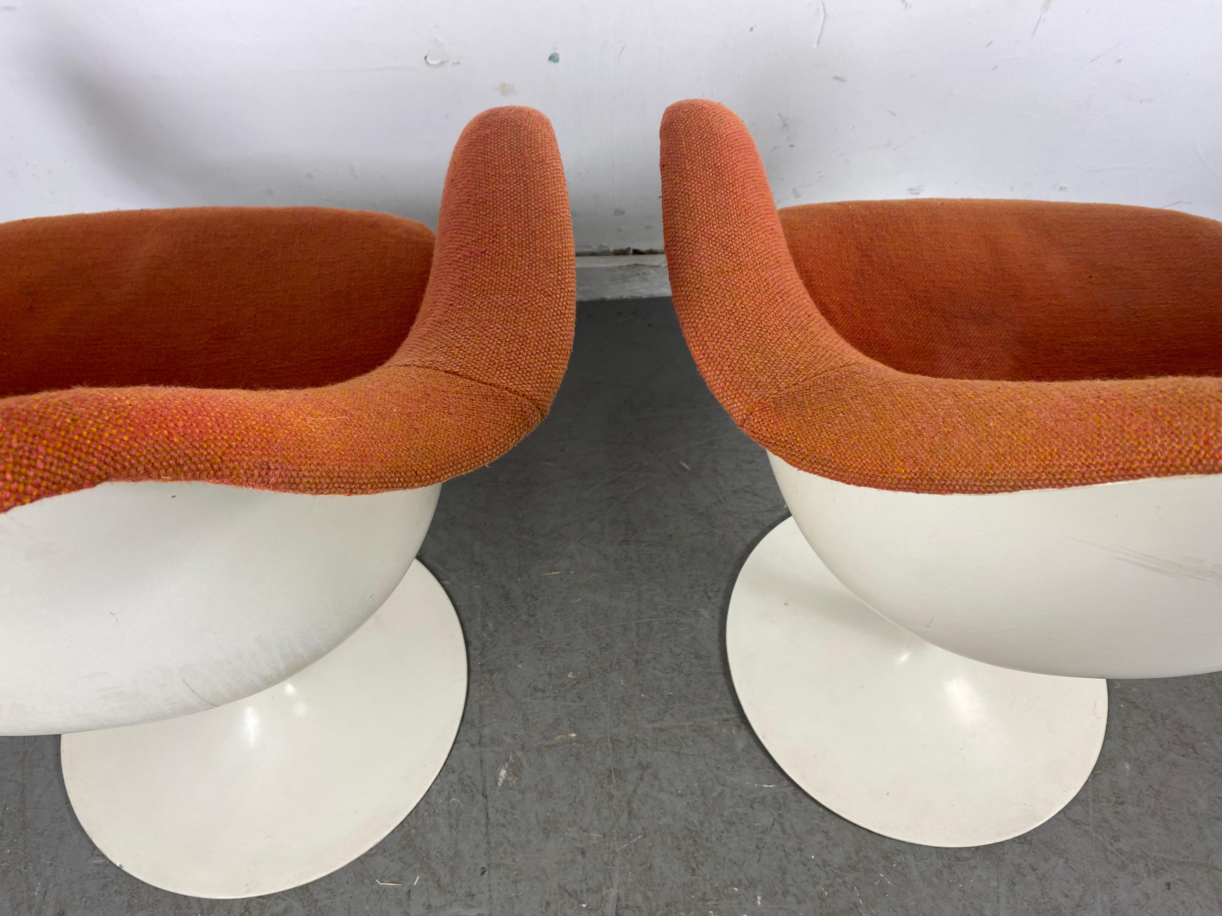 Early Production Eero Saarinen for Knoll Upholstered Tulip Arm Chairs 2