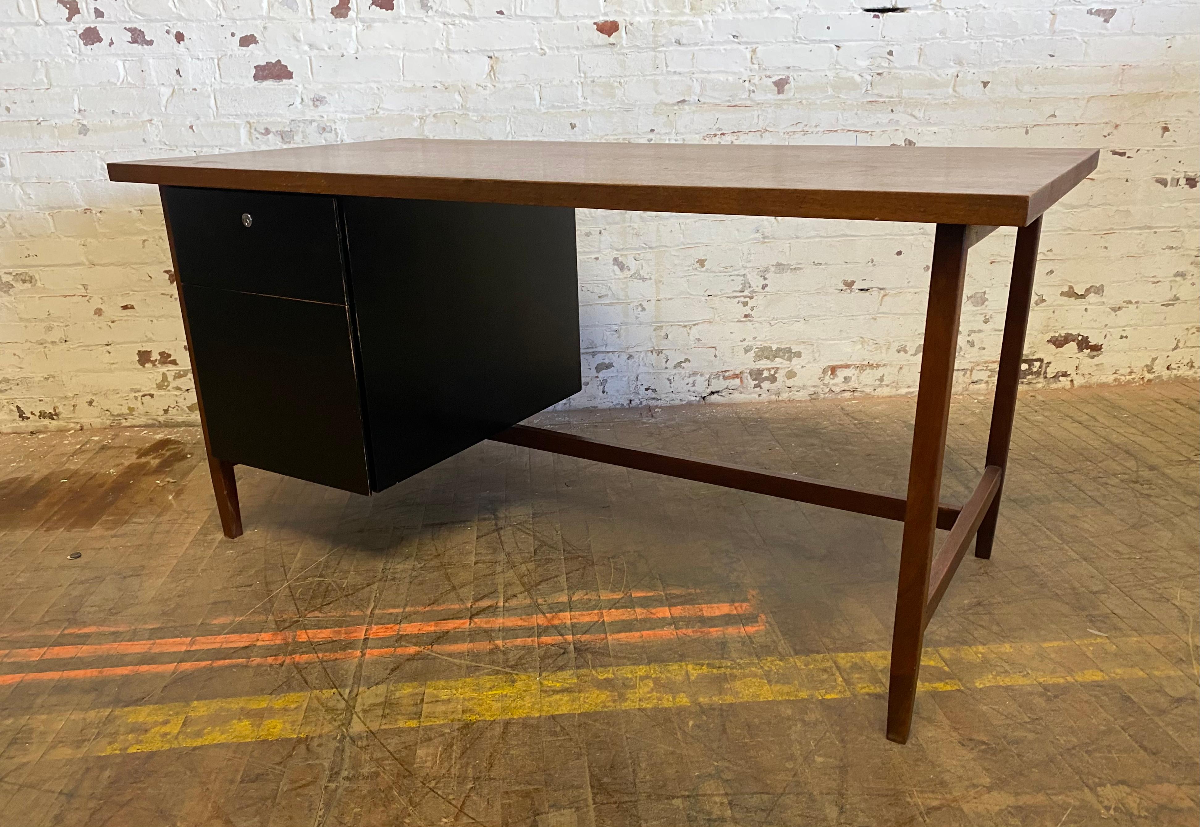 Stainless Steel Early production Florence Knoll Desk, Classic Modernist design, Knoll New York For Sale