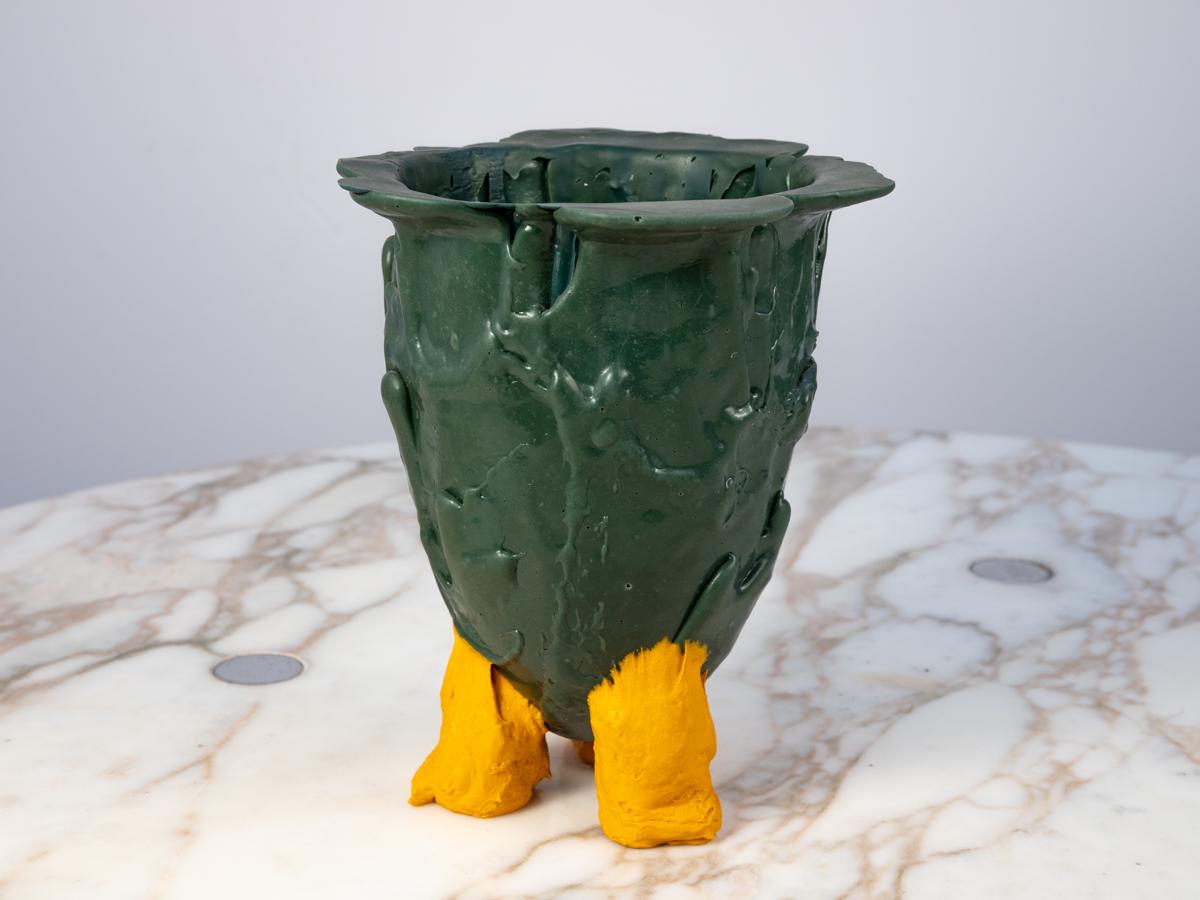 Early Production Gaetano Pesce Amazonia Vase, Green and Yellow For Sale 1