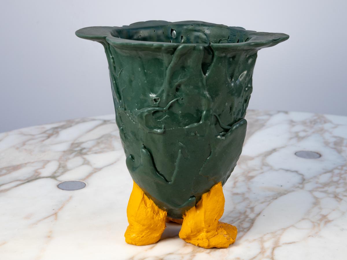 Early Production Gaetano Pesce Amazonia Vase, Green and Yellow For Sale 3