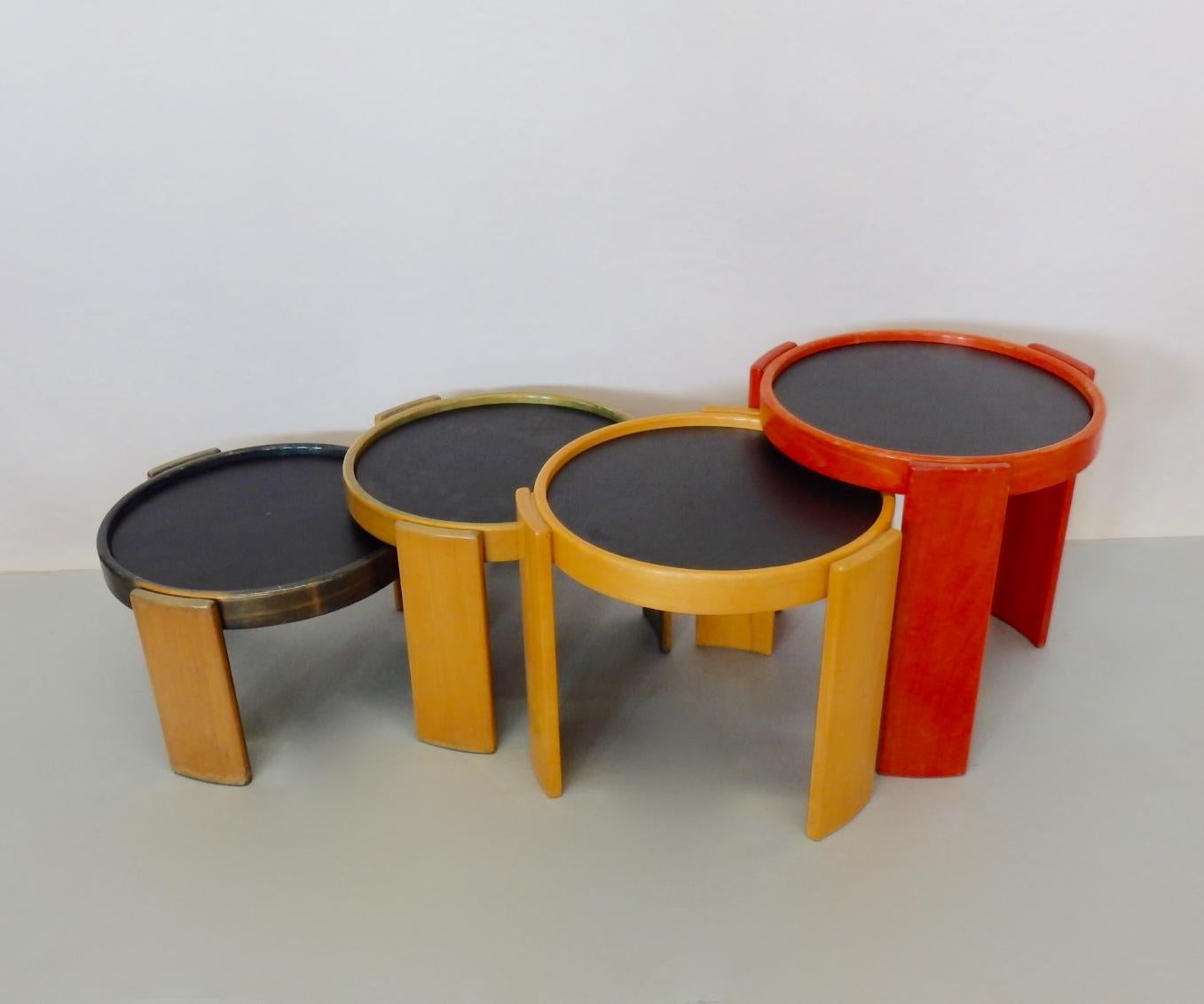 Italian Early Production Gianfranco Frattini for Cassina Nest of Four Flip Top Tables