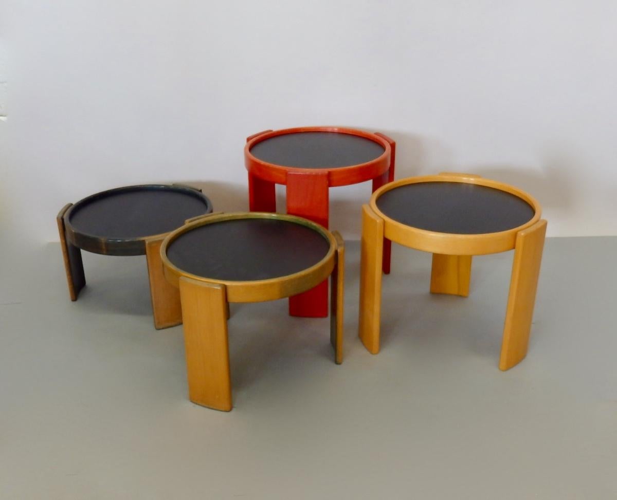 Early Production Gianfranco Frattini for Cassina Nest of Four Flip Top Tables 1