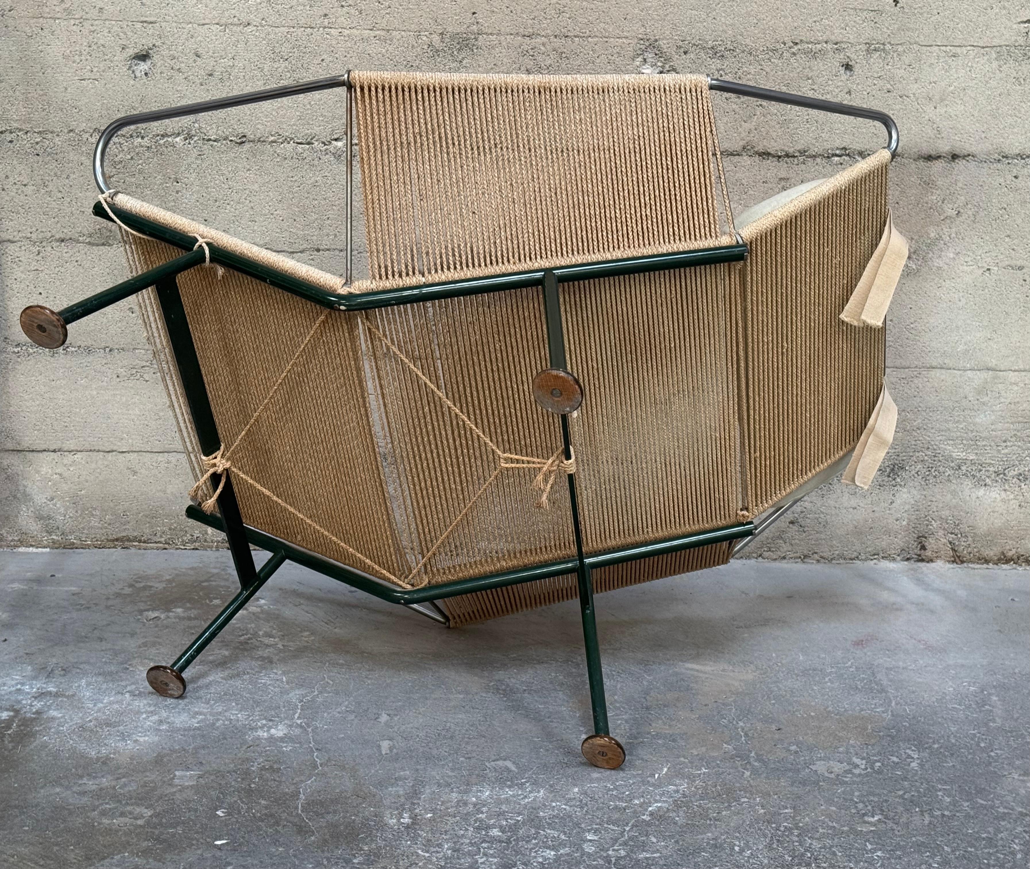 Telaio verde di prima produzioneHans Wegner Flag Halyard Lounge PP225 Getama in vendita 3