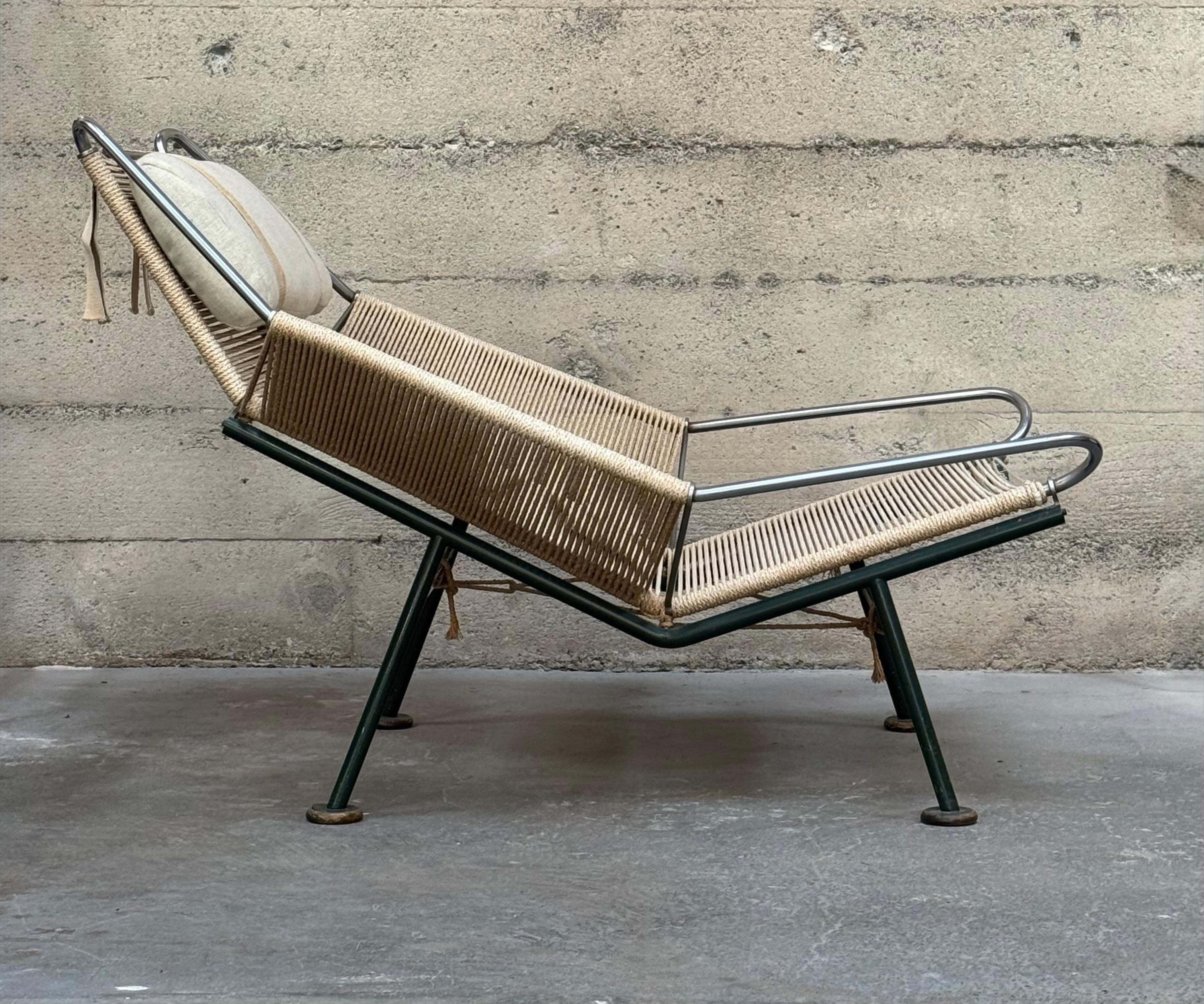 Telaio verde di prima produzioneHans Wegner Flag Halyard Lounge PP225 Getama in vendita 1