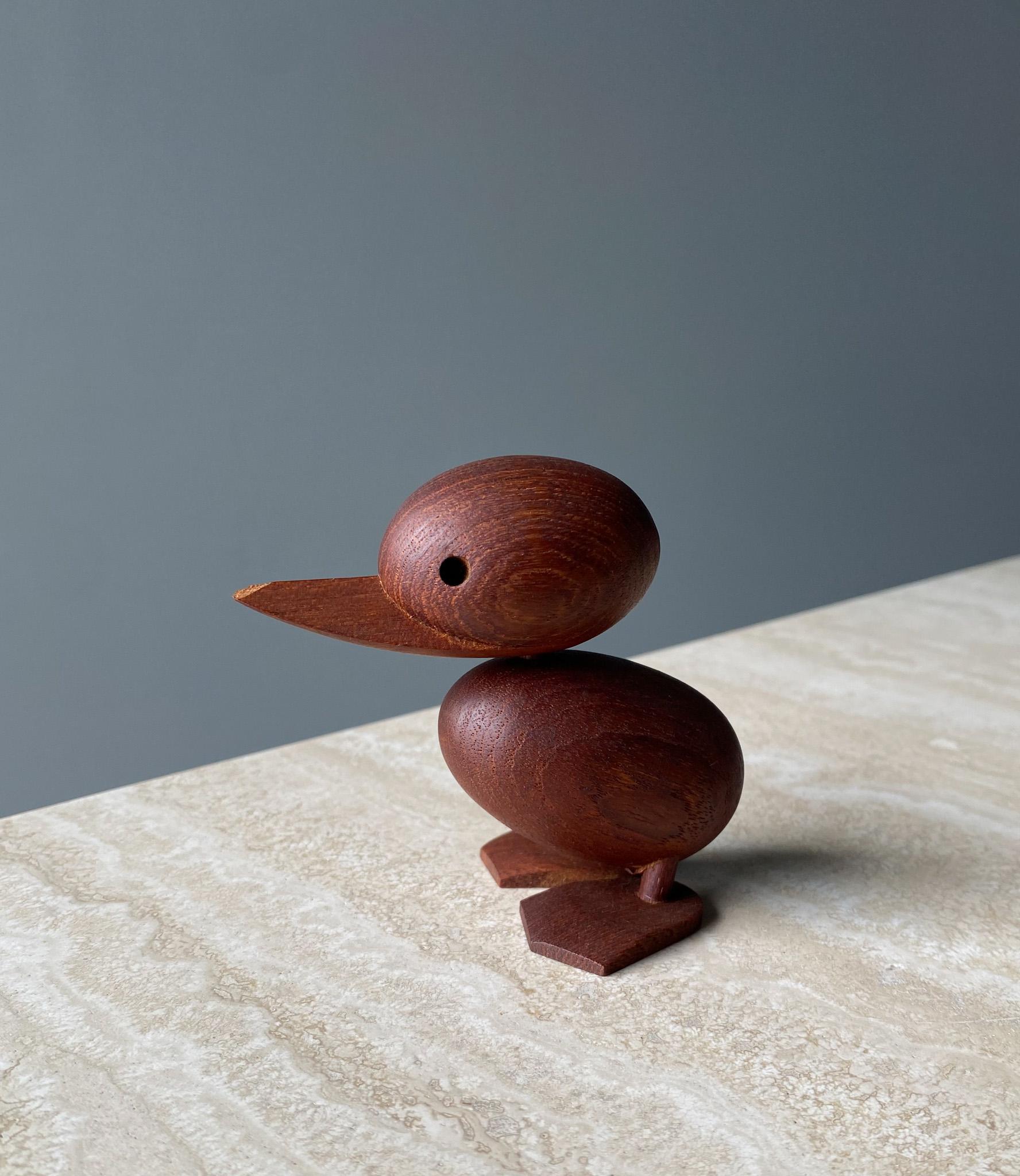 Early Production Hans Bølling Teak Duckling, Denmark, 1950s. This piece has a chip to the teak on the bill / beak. Please see photos.
