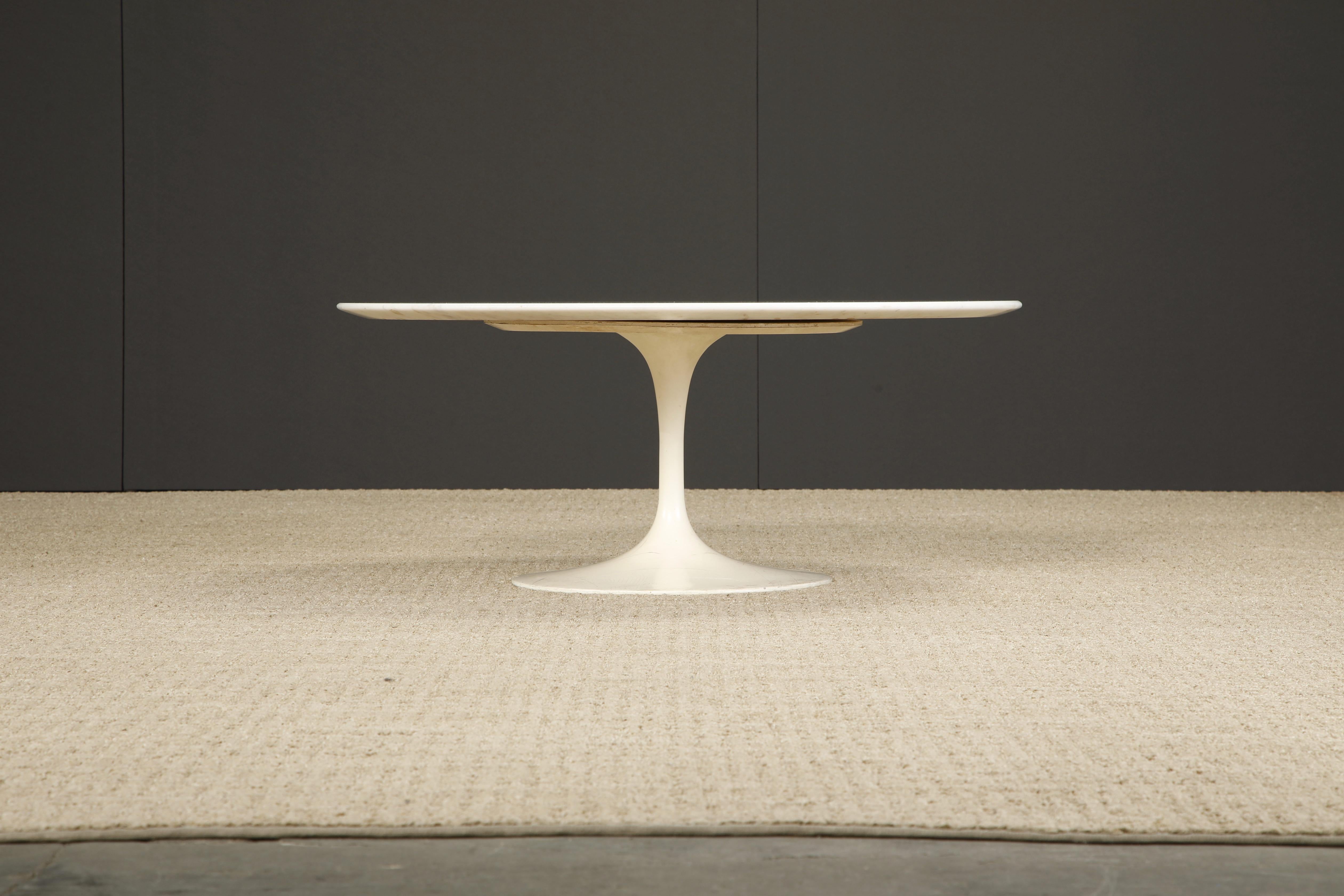 Early Production Knoll Associates Marble Tulip Coffee Table, c 1959, Signed In Good Condition In Los Angeles, CA