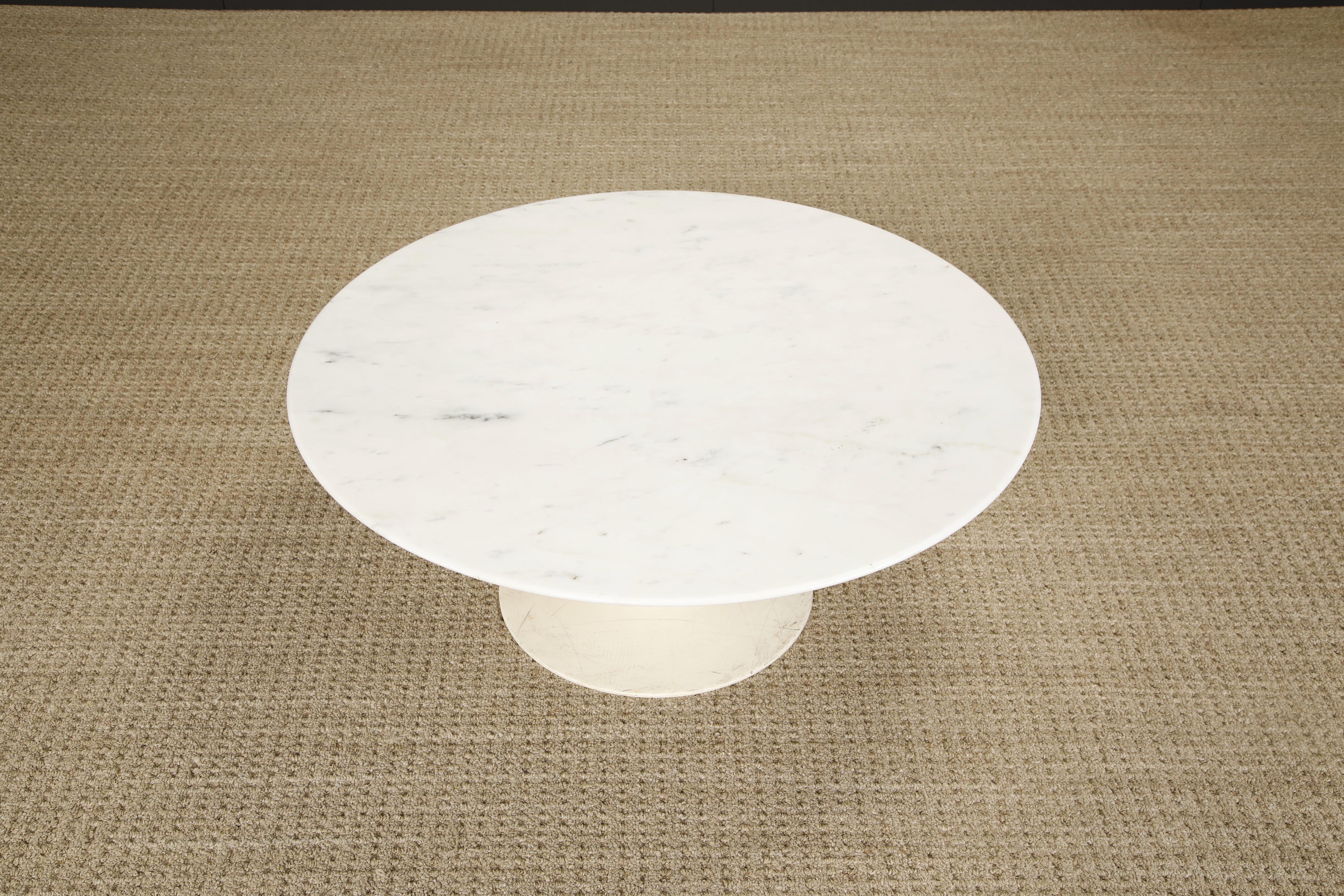 Carrara Marble Early Production Knoll Associates Marble Tulip Coffee Table, c 1959, Signed