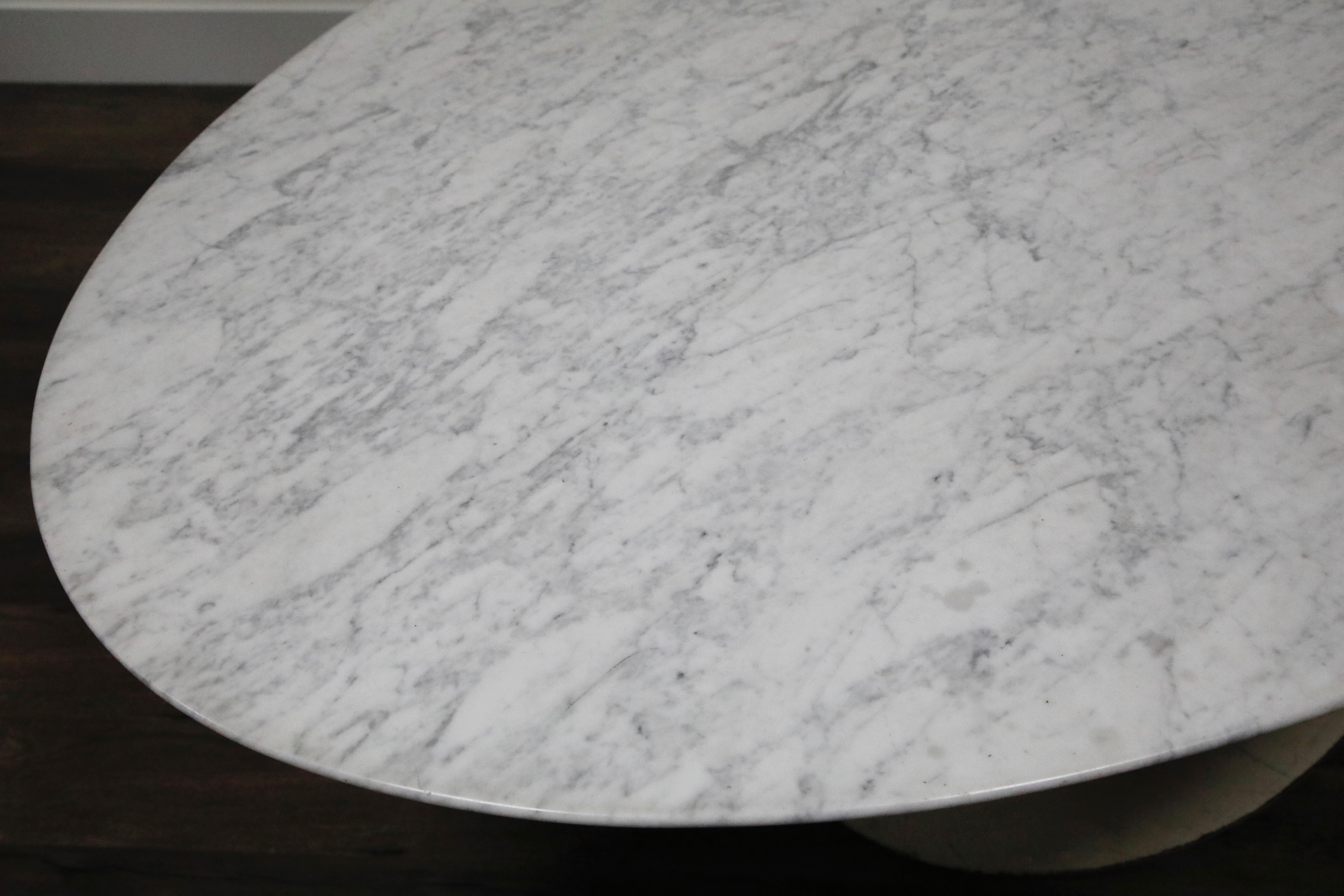 Early Production Knoll International Oval Marble Tulip Dining Table, Signed 1969 5