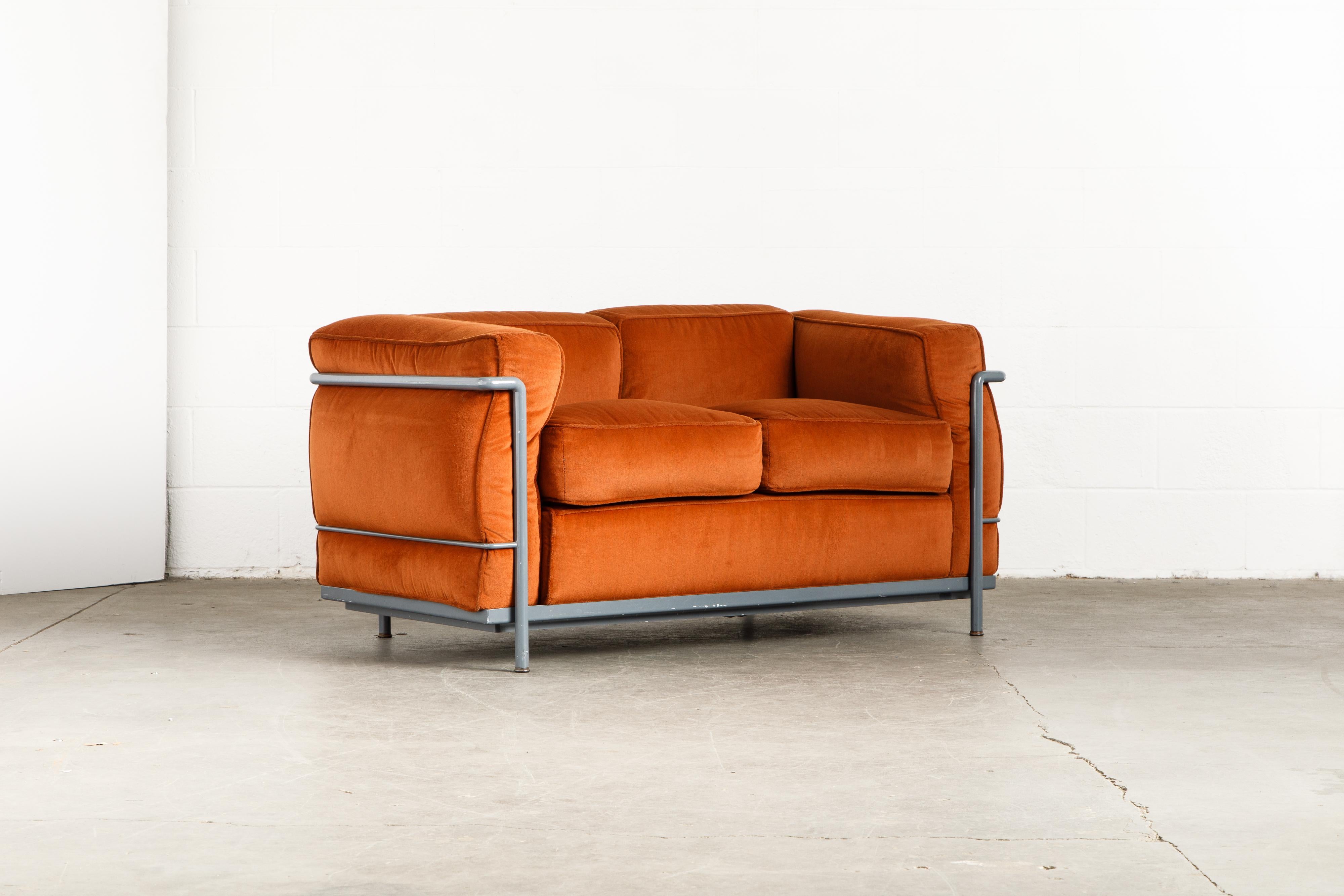 If you want the most comfortable seat to sink your heinie into, this Le Corbusier for Cassina (signed) LC2 loveseat sofa is for you (and of course, your heinie). Comfortable and form fitting, the LC2 - 