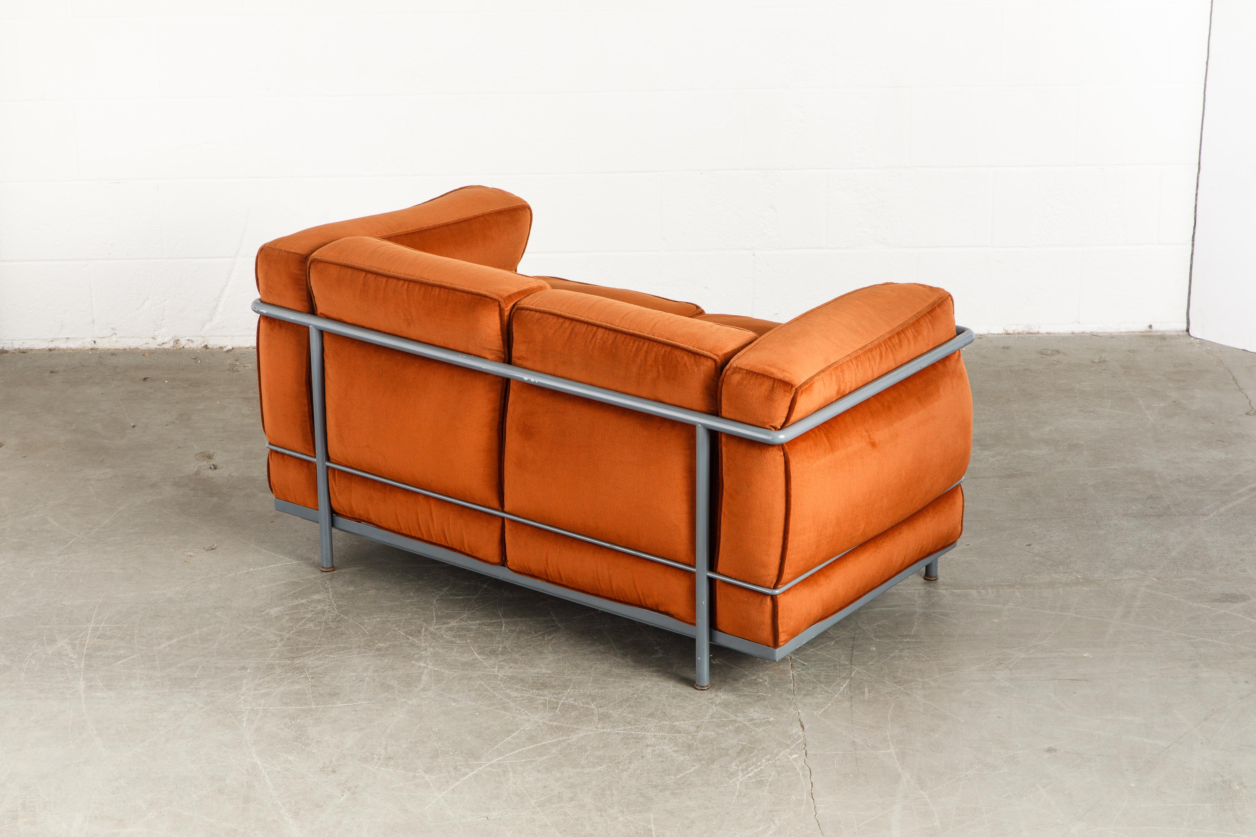 Bauhaus Early Production LC2 Loveseat Sofa by Le Corbusier for Cassina, c. 1965, Signed