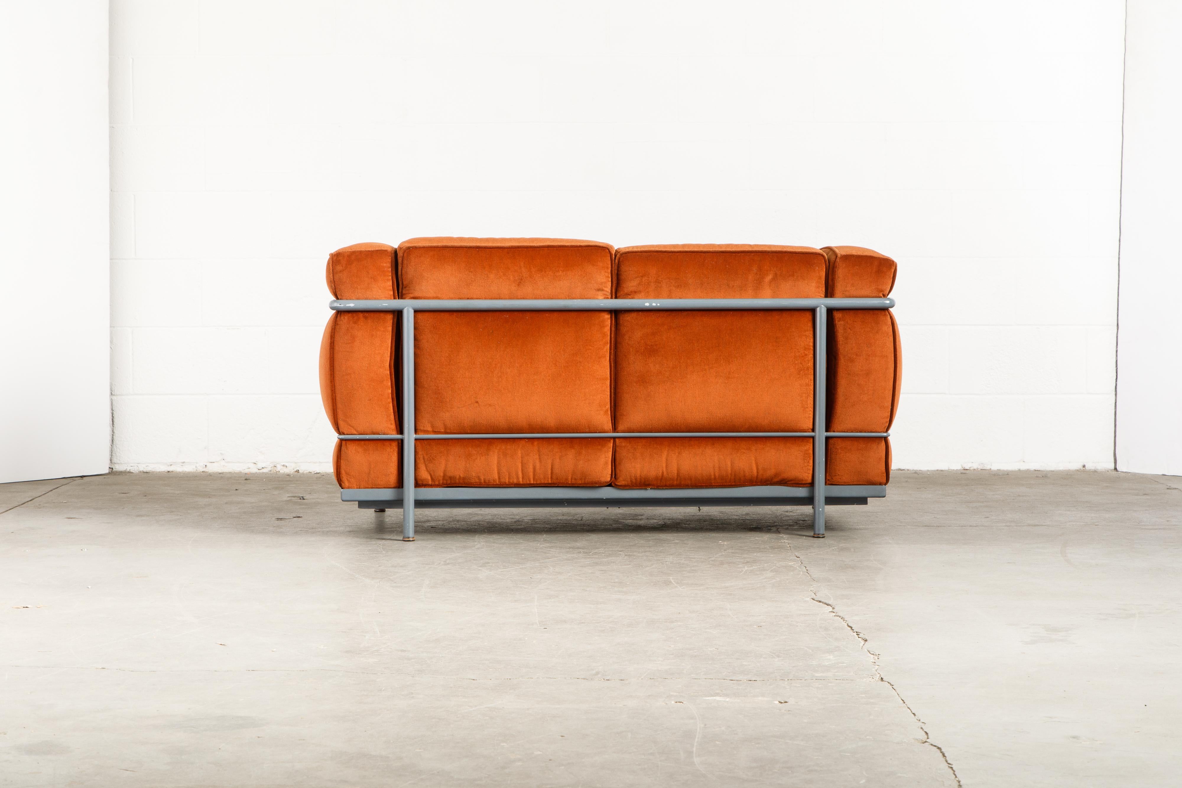 Italian Early Production LC2 Loveseat Sofa by Le Corbusier for Cassina, c. 1965, Signed