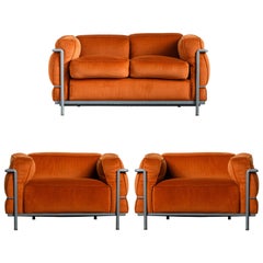 Early Production 'LC3' and 'LC2' Set by Le Corbusier for Cassina, Signed