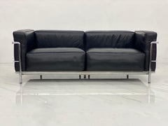 Early Production Leather 'LC3' Two-Seat Sofa by Le Corbusier for Cassina, Signed