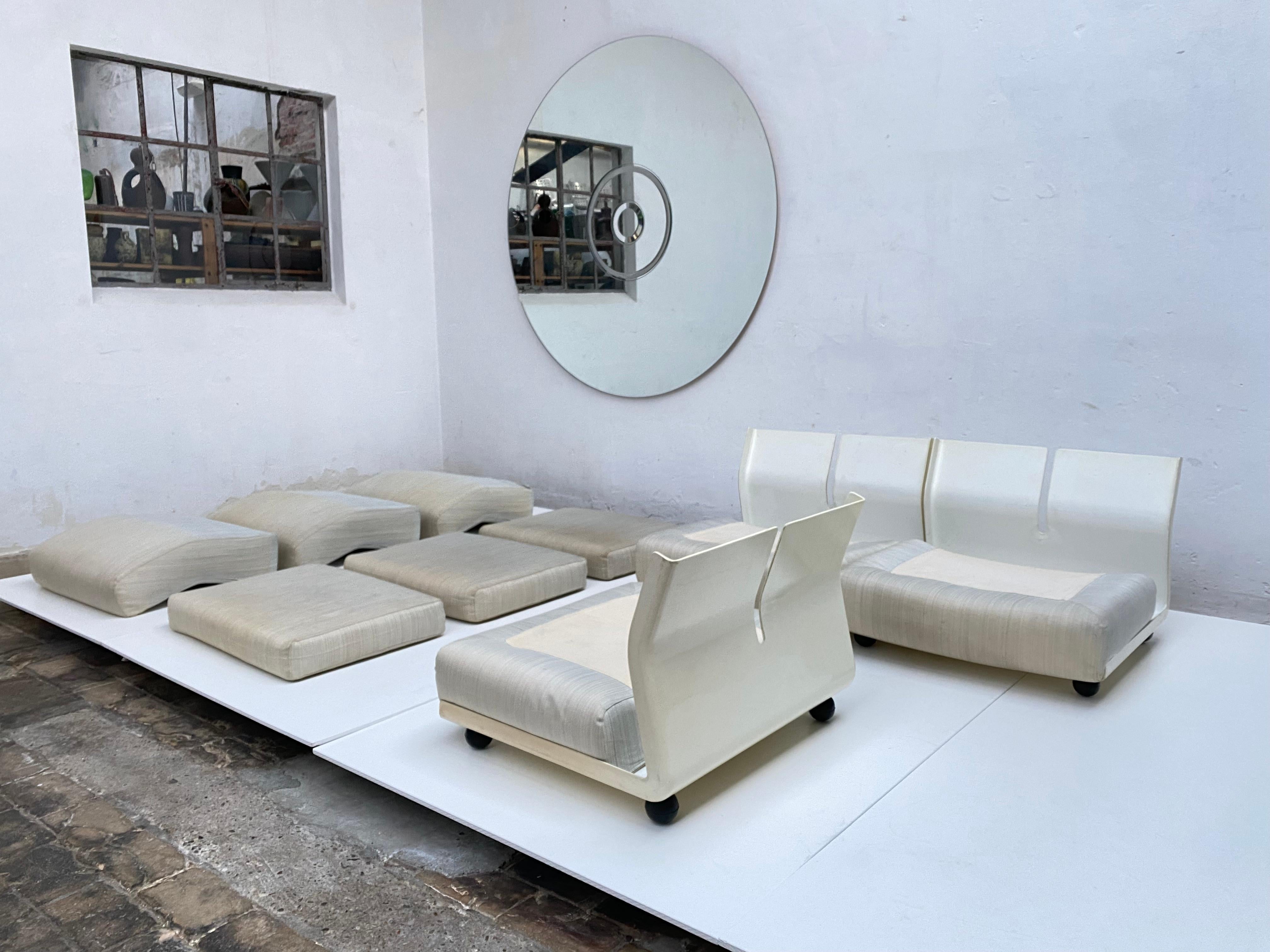 Upholstery Early Production Mario Bellini 'Amanta' Modular Sofa Set + Table C&B Italia 1966 For Sale