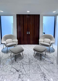 Early Production Pair of Womb Chairs & Ottomans by Eero Saarinen for Knoll