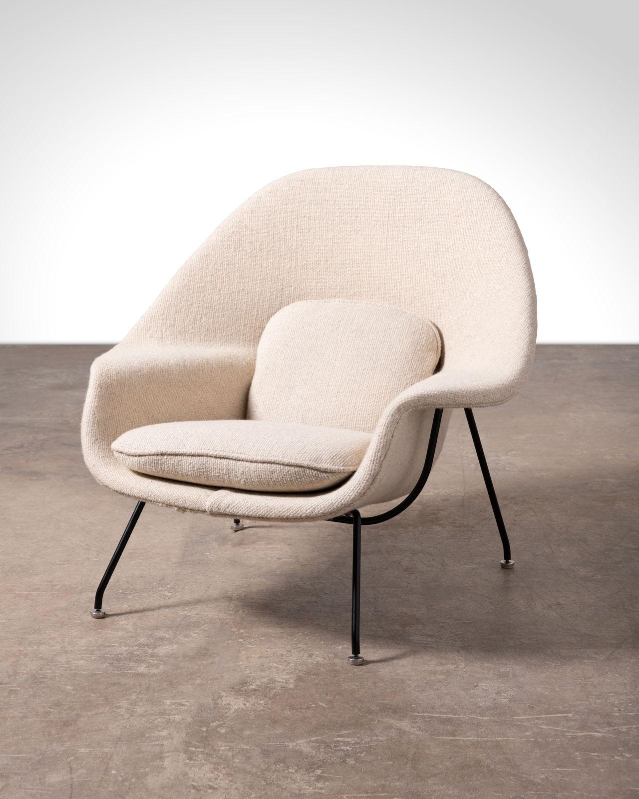 Steel Early Production Pair of Womb Chairs & Ottomans by Eero Saarinen for Knoll