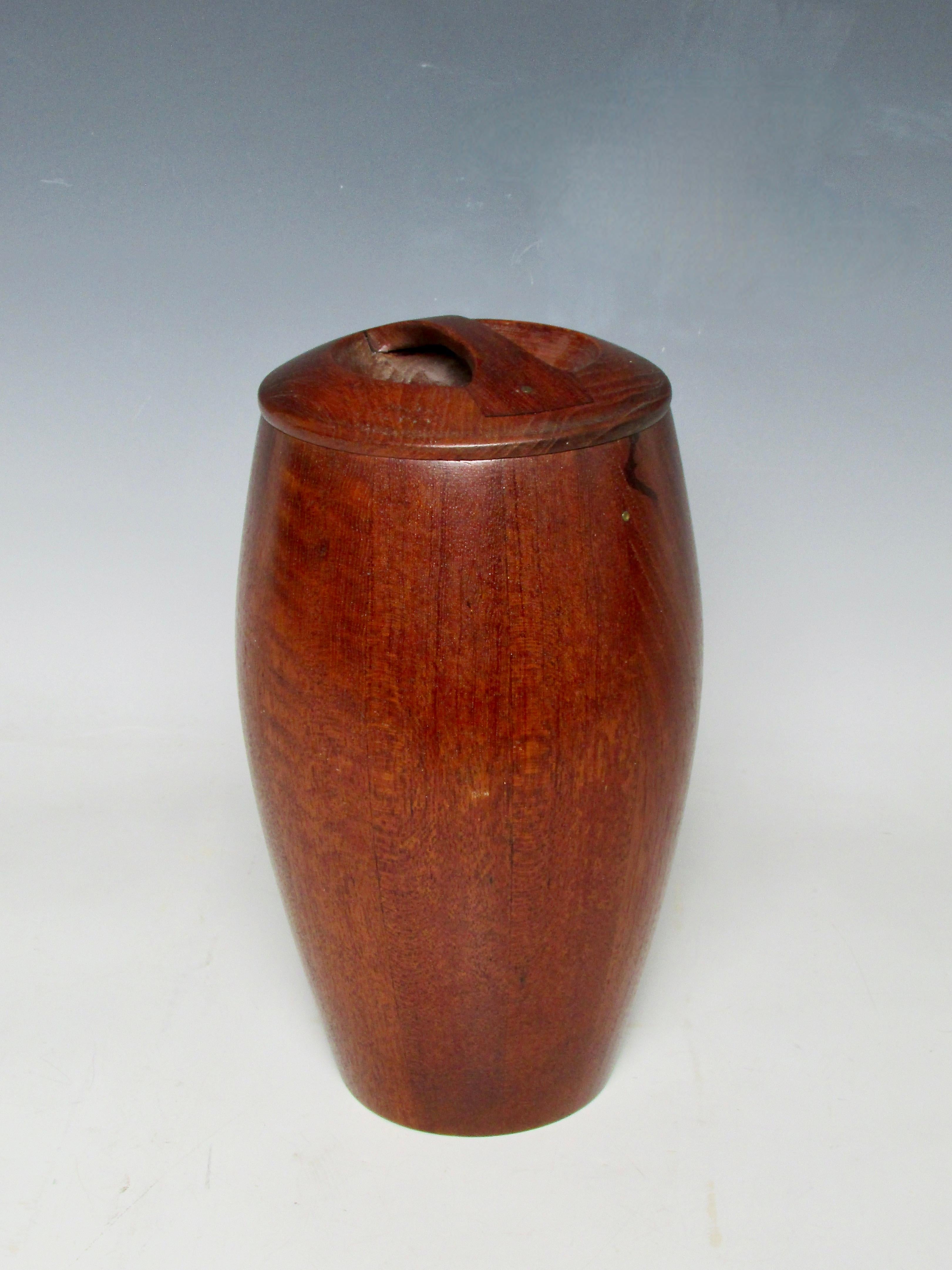 Early Production Teak Ice Bucket by Jens Quistgaard for Dansk . Early staved Teak Danmark  JHQ with Dansk Designs around Duck logo . 