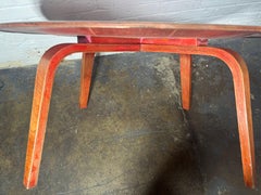 Early Production RED "CTW" Molded Plywood Coffee Table by Charles & Ray Eames