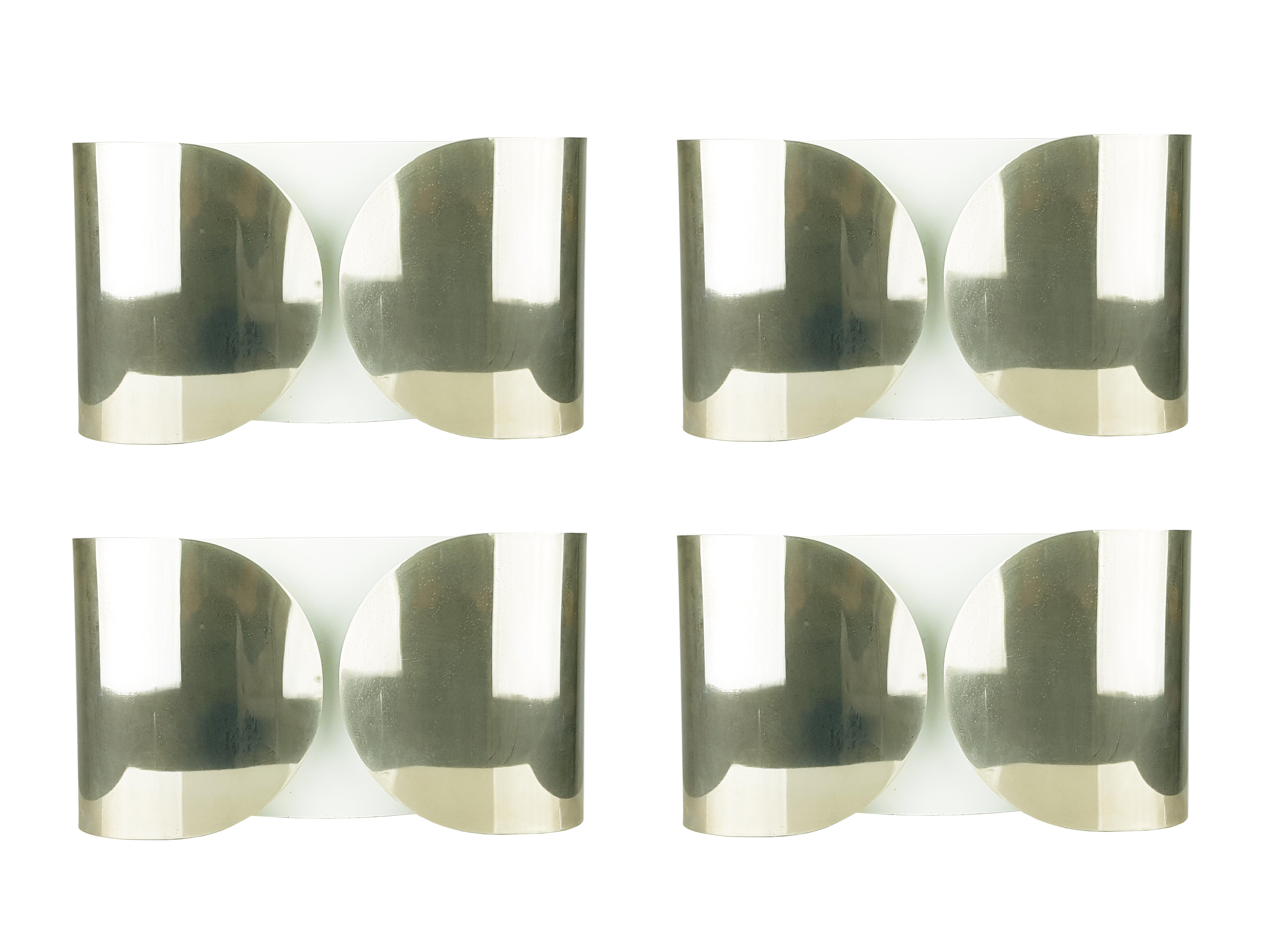 Space Age Early production steel Foglio Sconces by Afra & Tobia Scarpa for Flos, 1960s For Sale