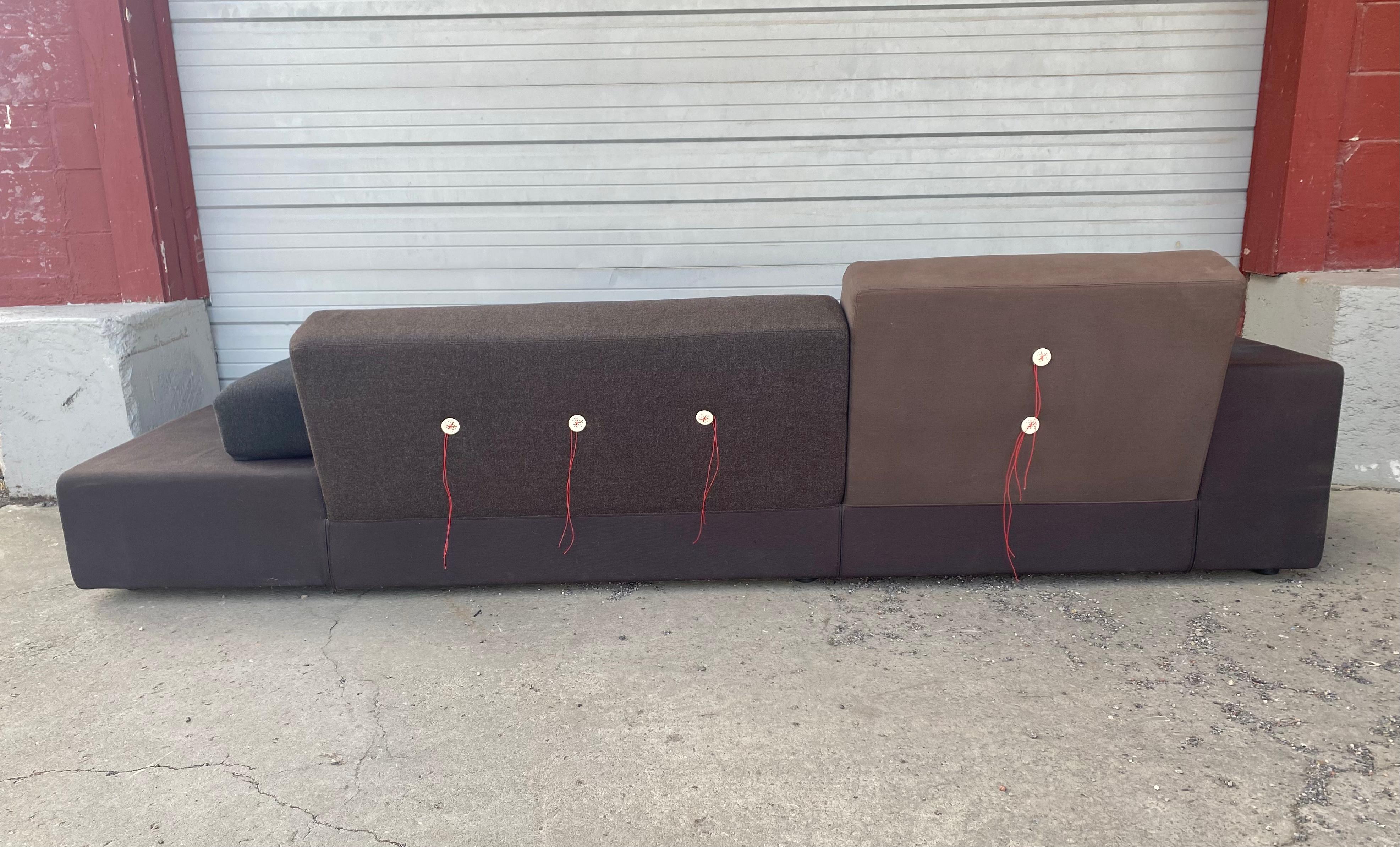 Early production Vitra Polder Fabric Sofa grey two tone Four-Seater Couch, amazing original condition, retains its original wool fabric upholstery, extremely comfortable. Hand delivery avail to New York City or anywhere en route from Buffalo NY.