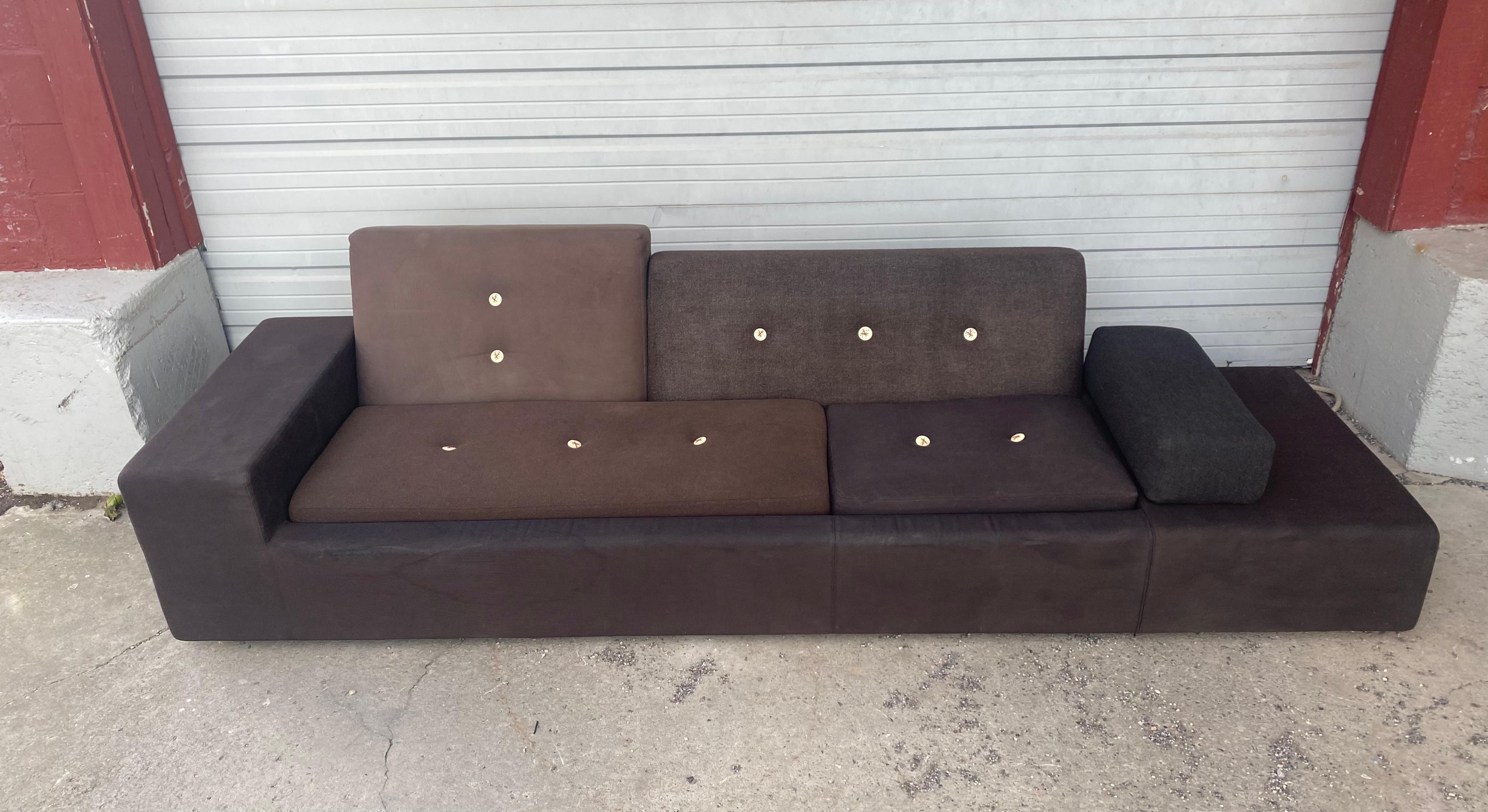 Late 20th Century Early Production Vitra Polder Fabric Sofa Grey Two Tone Four-Seater Couch