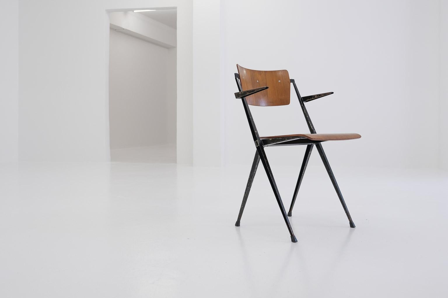 Dutch Early Pyramid Arm Chair by Wim Rietveld for Ahrend de Cirkel from Feb. 1964 For Sale