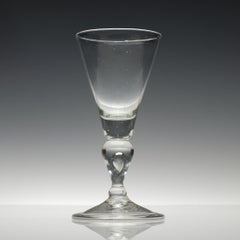 Early Queen Anne 18th Century Baluster Wine Glass, circa 1710