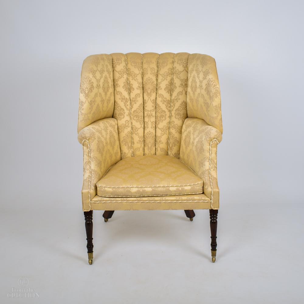 English Early Queen Anne Curved Back Cream Armchairs