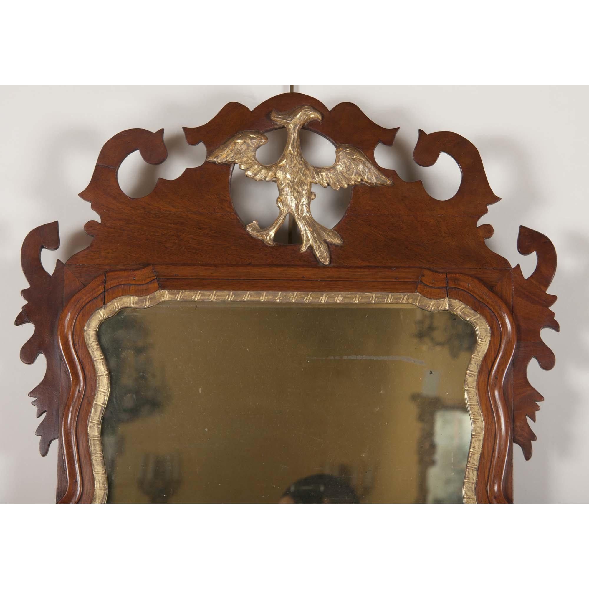 European Early Queen Anne Pier Mirror with Phoenix Crest