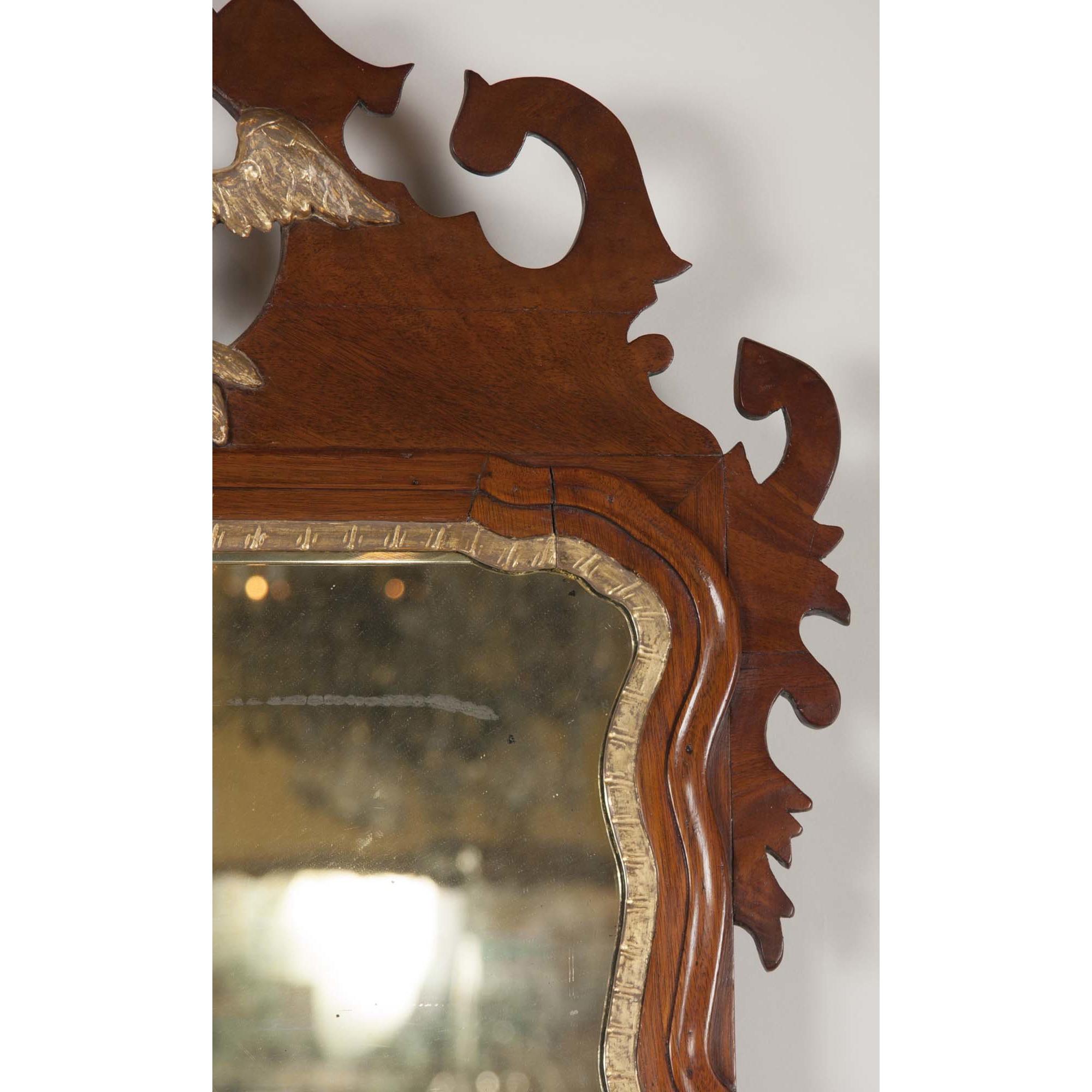 18th Century Early Queen Anne Pier Mirror with Phoenix Crest