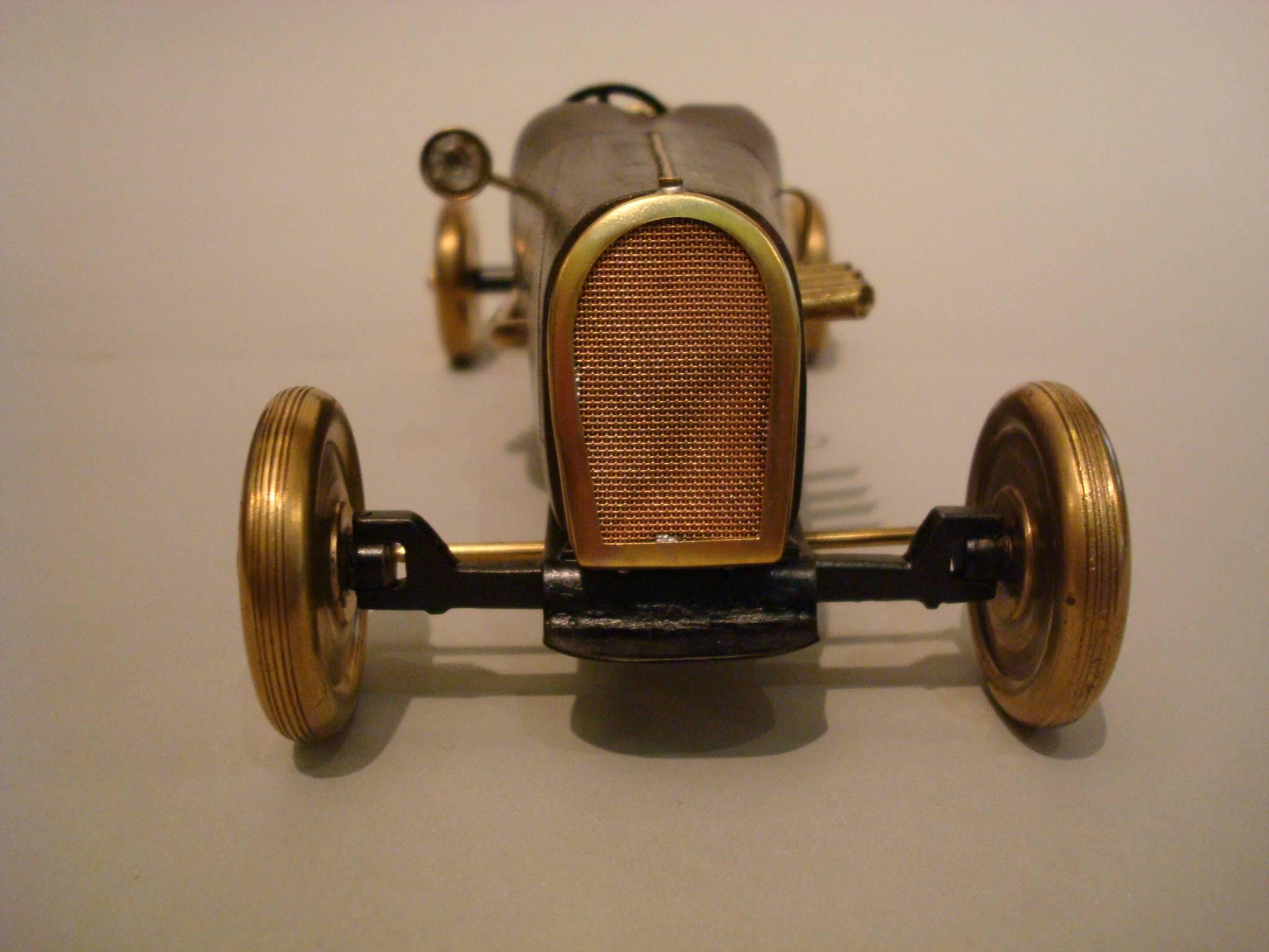 Hand-Carved Early Racing Car Model, Indianapolis Type, Brass and Wood, Automobilia For Sale