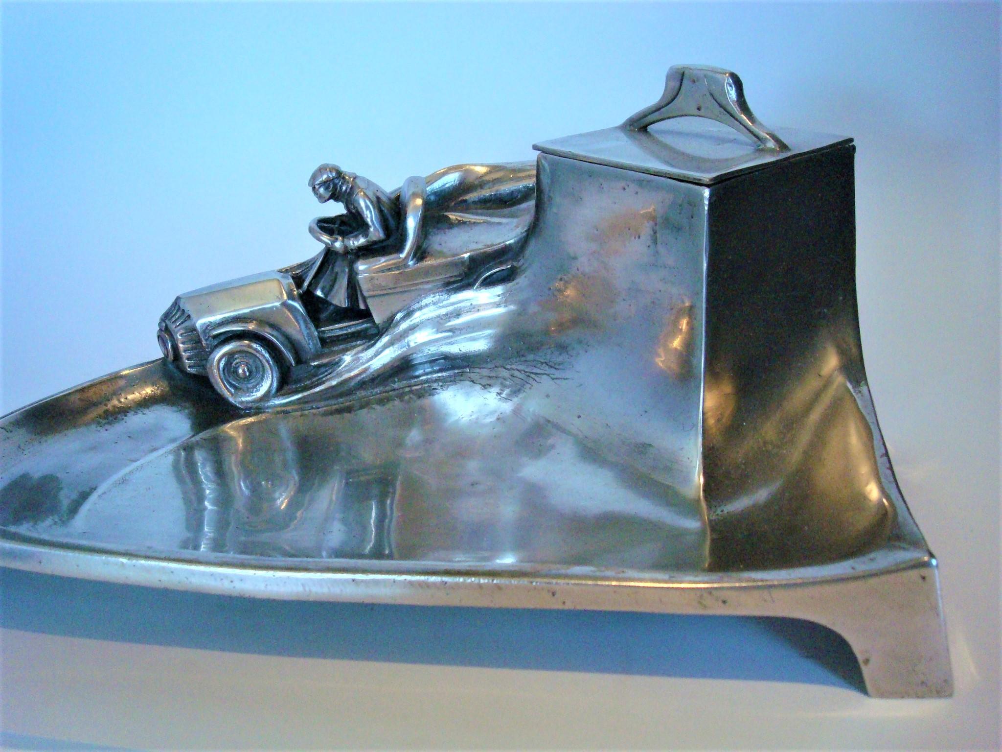 Early Racing Car Sculpture Desk Piece / Inkwell, ca. 1905-1915 Automobilia 3