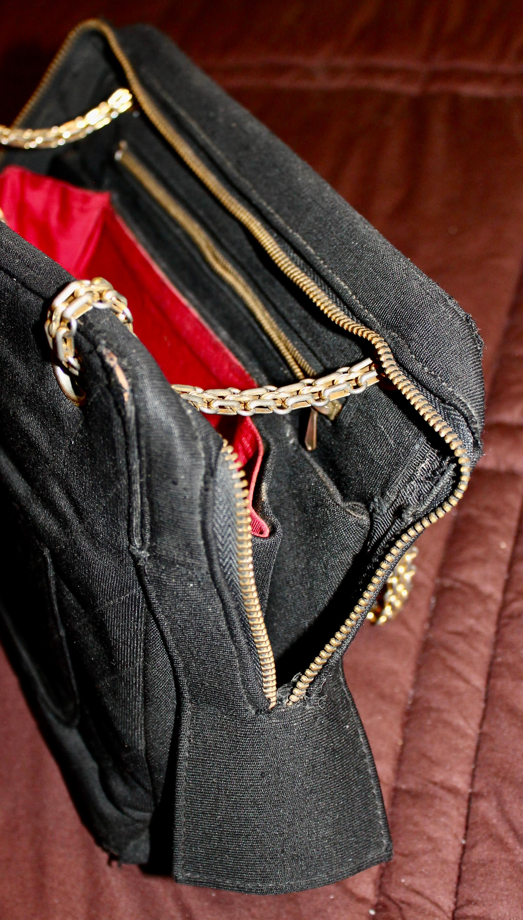 Frühe seltene Chanel Quilted Jersey Gold Link Chain Tasche im Angebot 6
