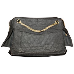 Early Rare Chanel Quilted Jersey Gold Link Chain Bag