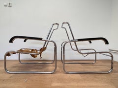 Early rare chrome Bauhaus Marcel Breuer B 35 Armchairs, Thonet - 1930s